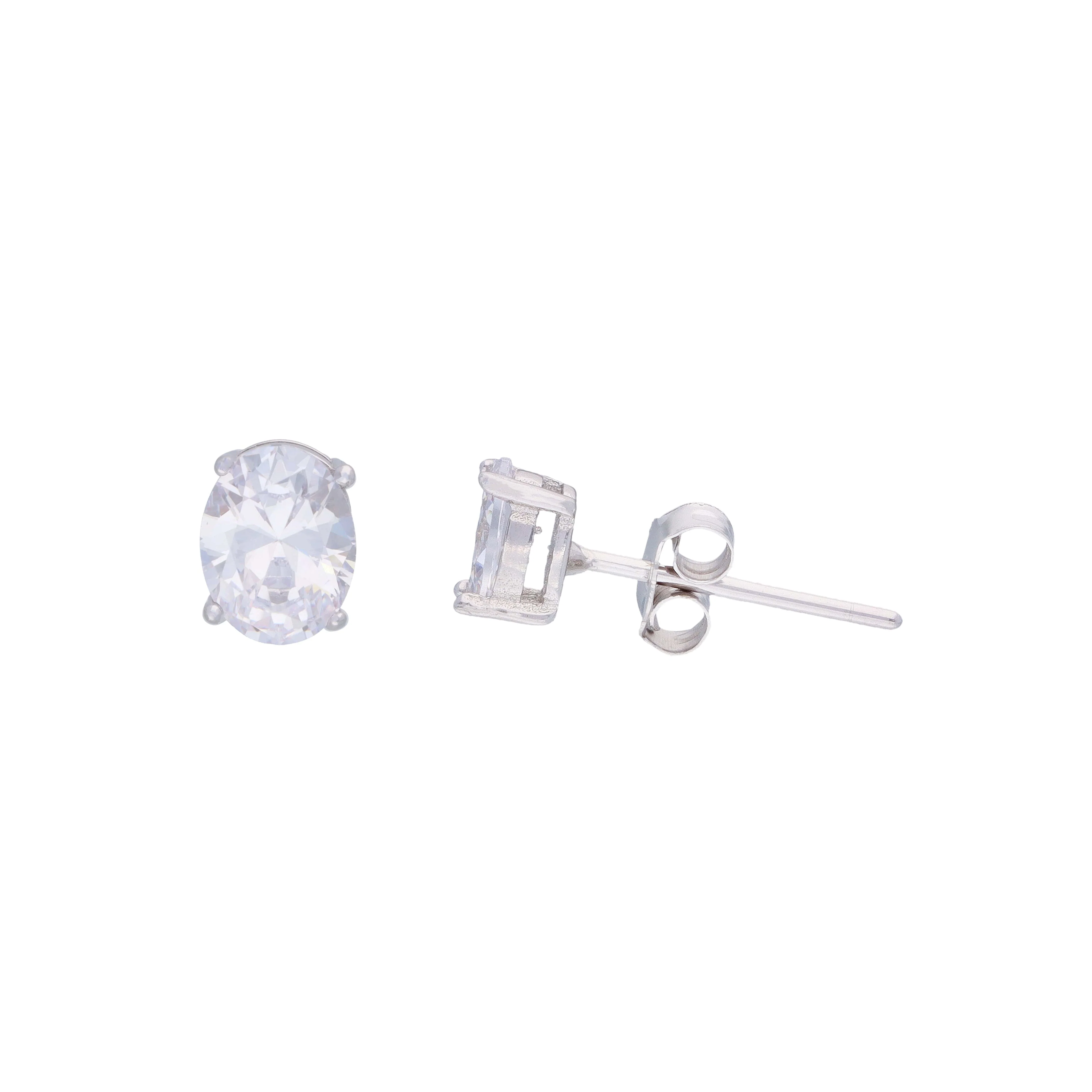 Oval Crystal Cuts Casual Silver Studs Earrings - Image 5