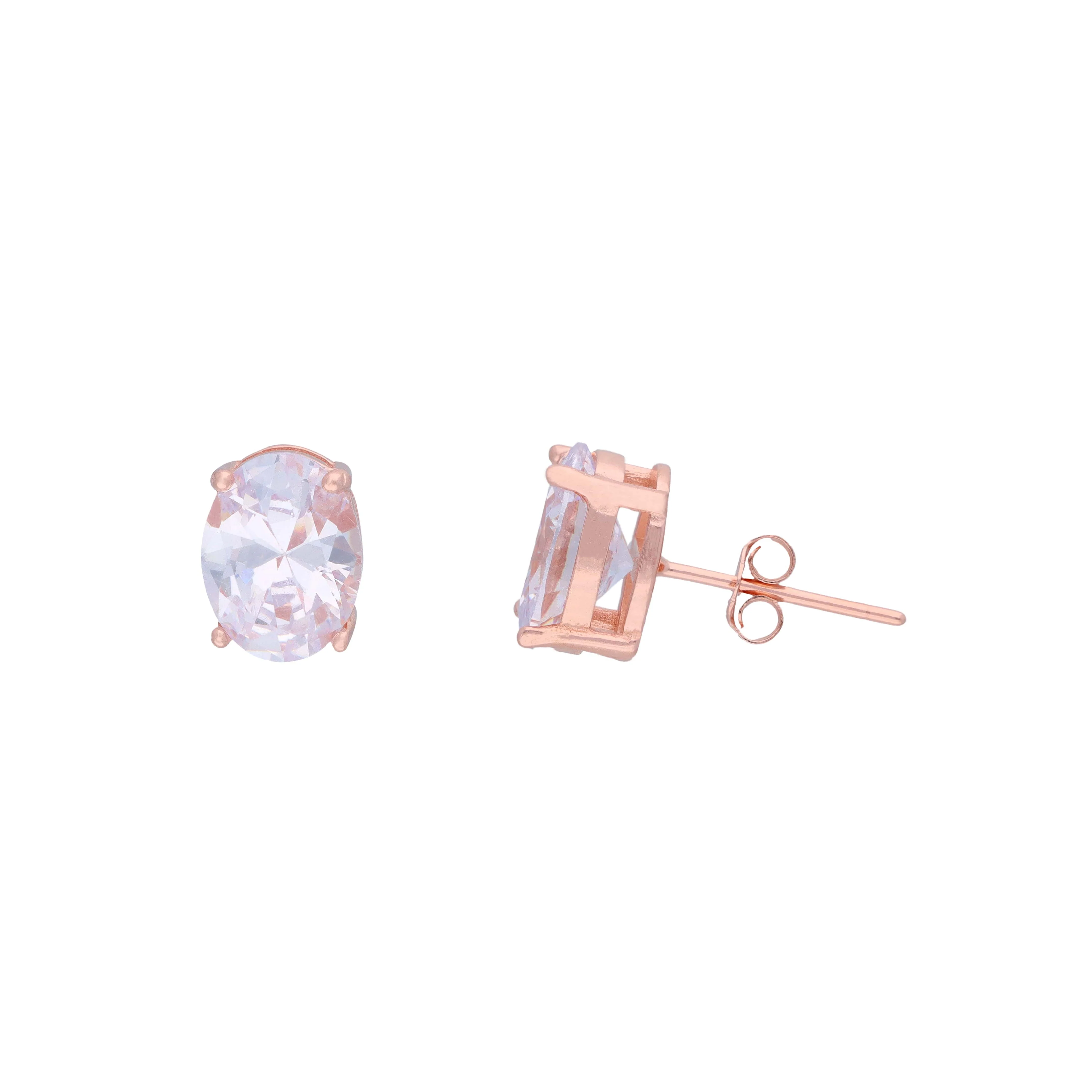Oval Crystal Cuts Casual Silver Studs Earrings - Image 6