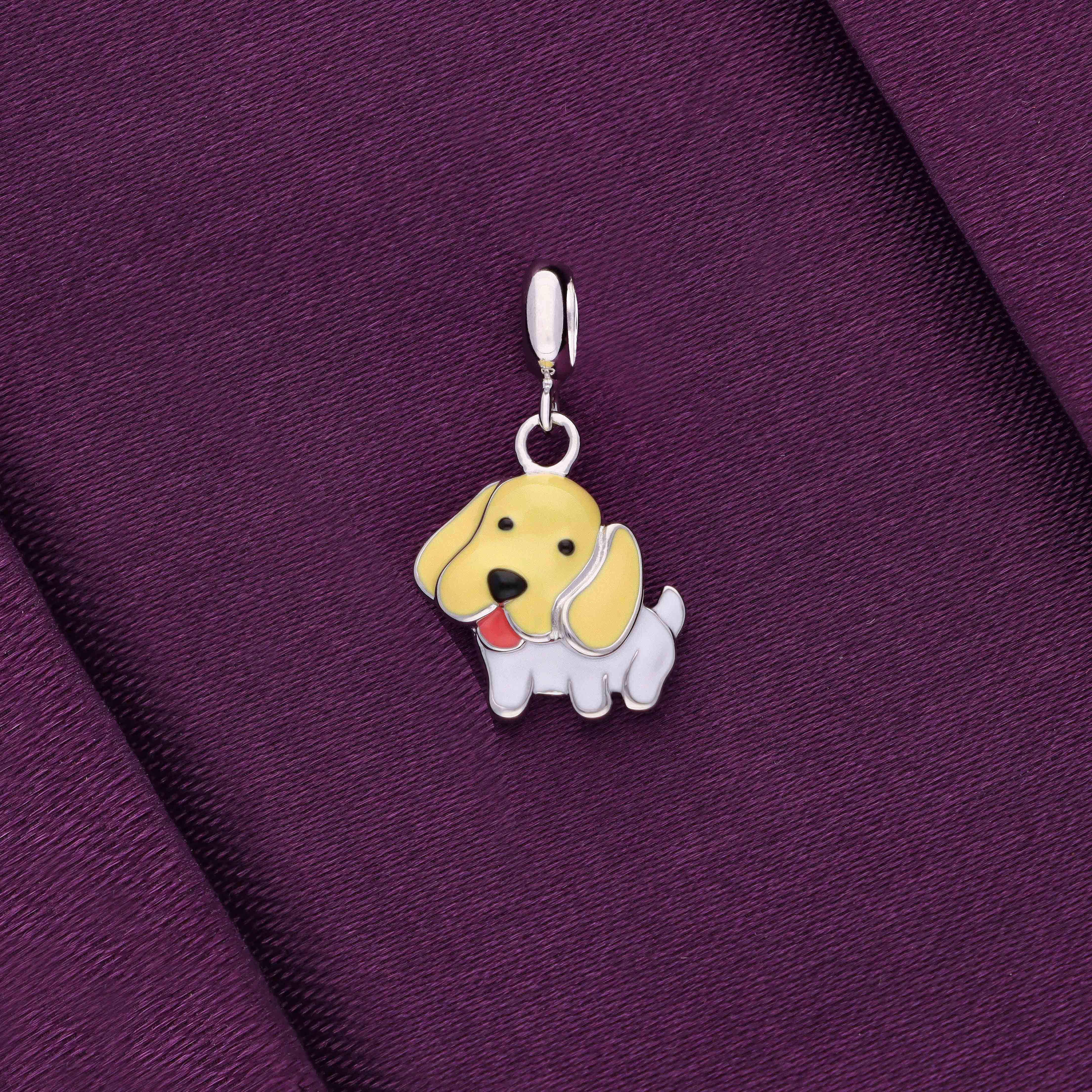 Sterling Puppy Blue White Silver Charm Pendant - Image 2
