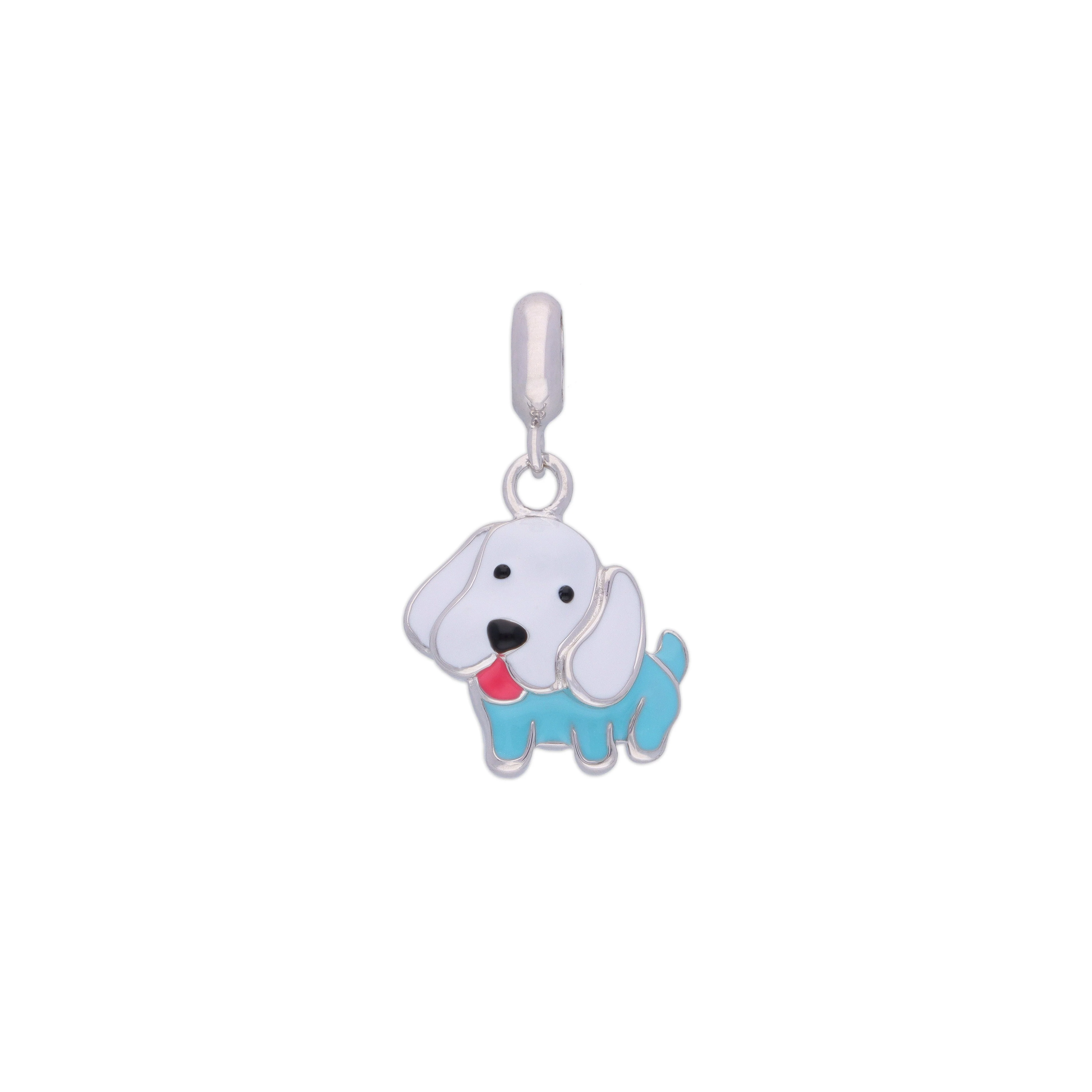Sterling Puppy Blue White Silver Charm Pendant - Image 3