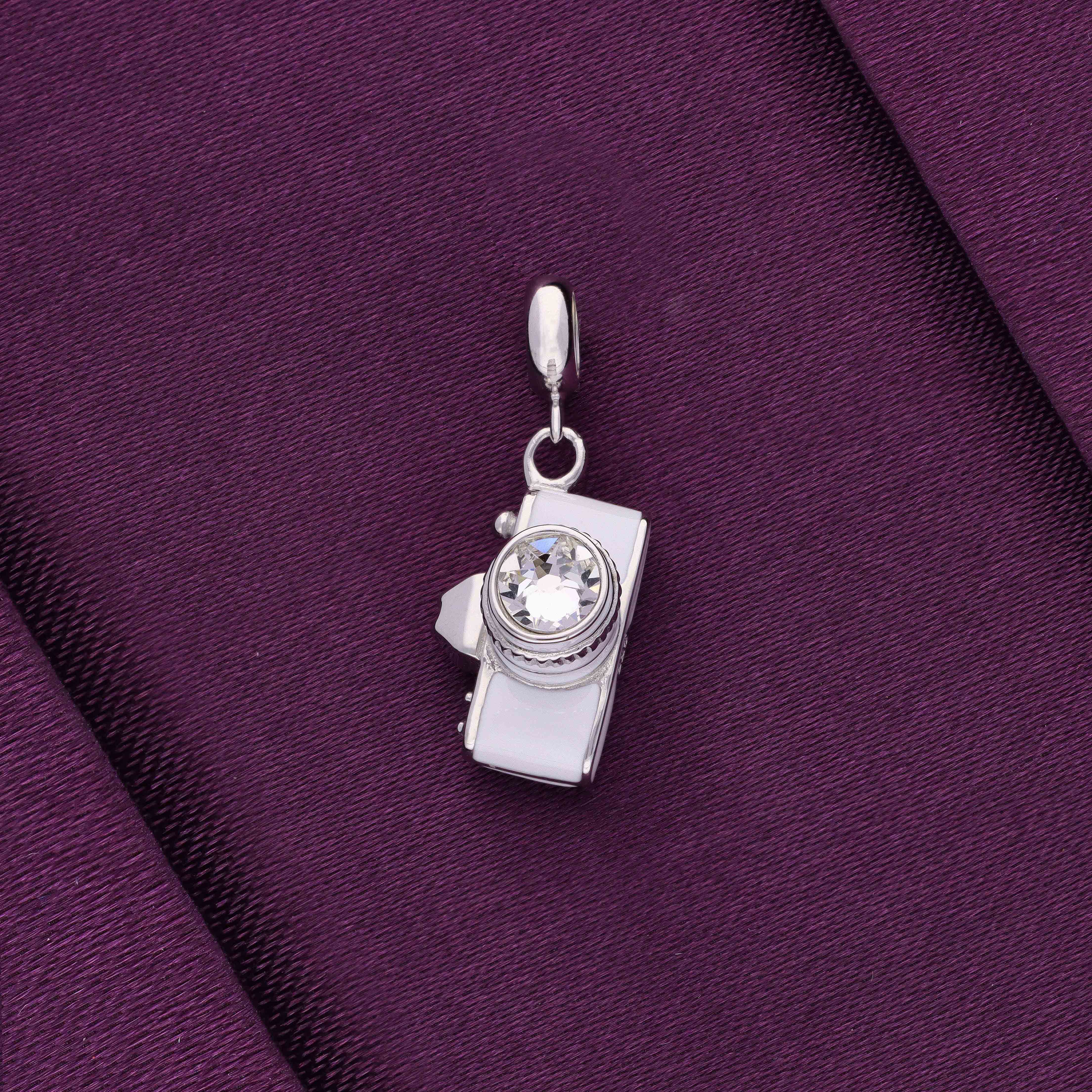 Sterling Camera Black Silver Charm Pendant - Image 2