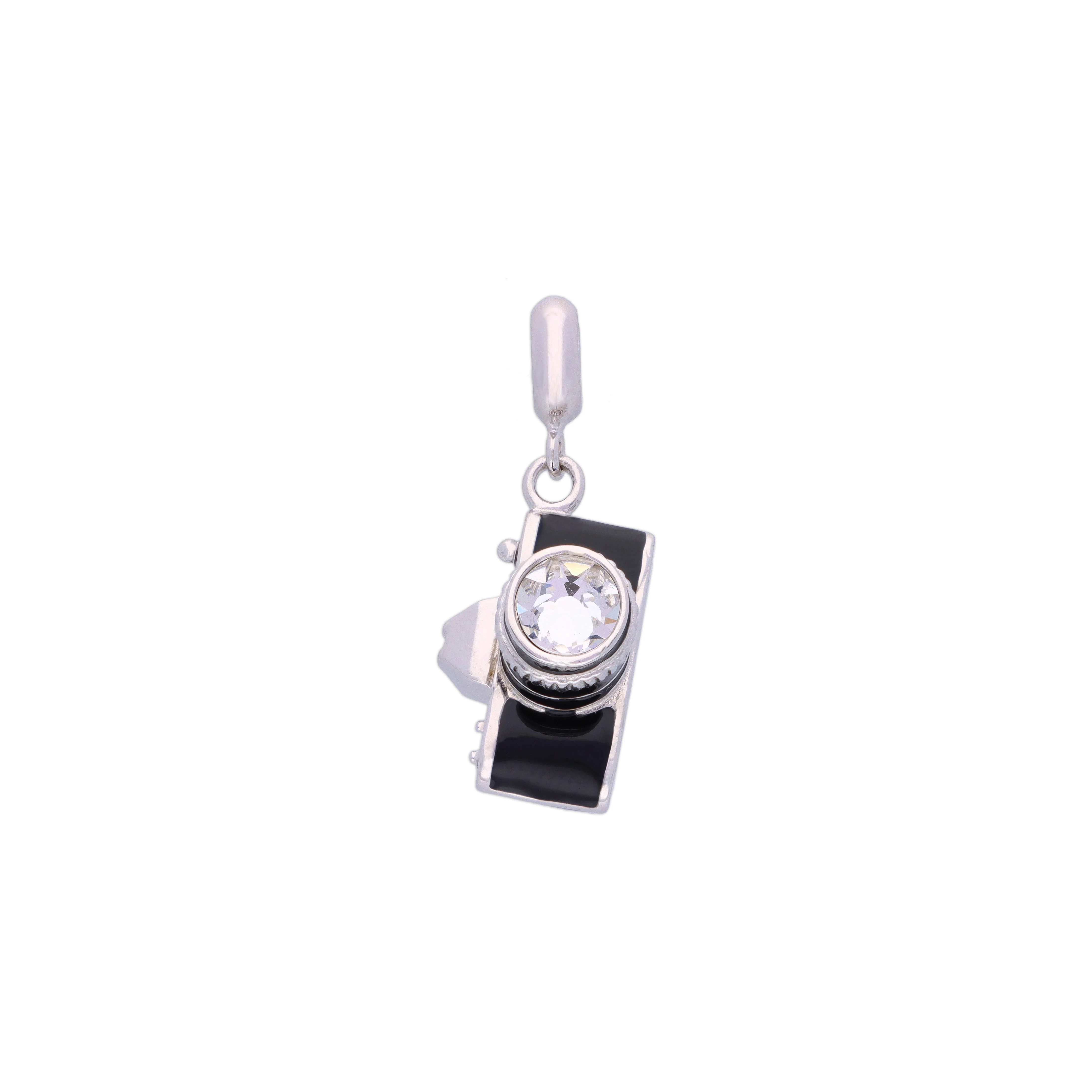 Sterling Camera Black Silver Charm Pendant - Image 3