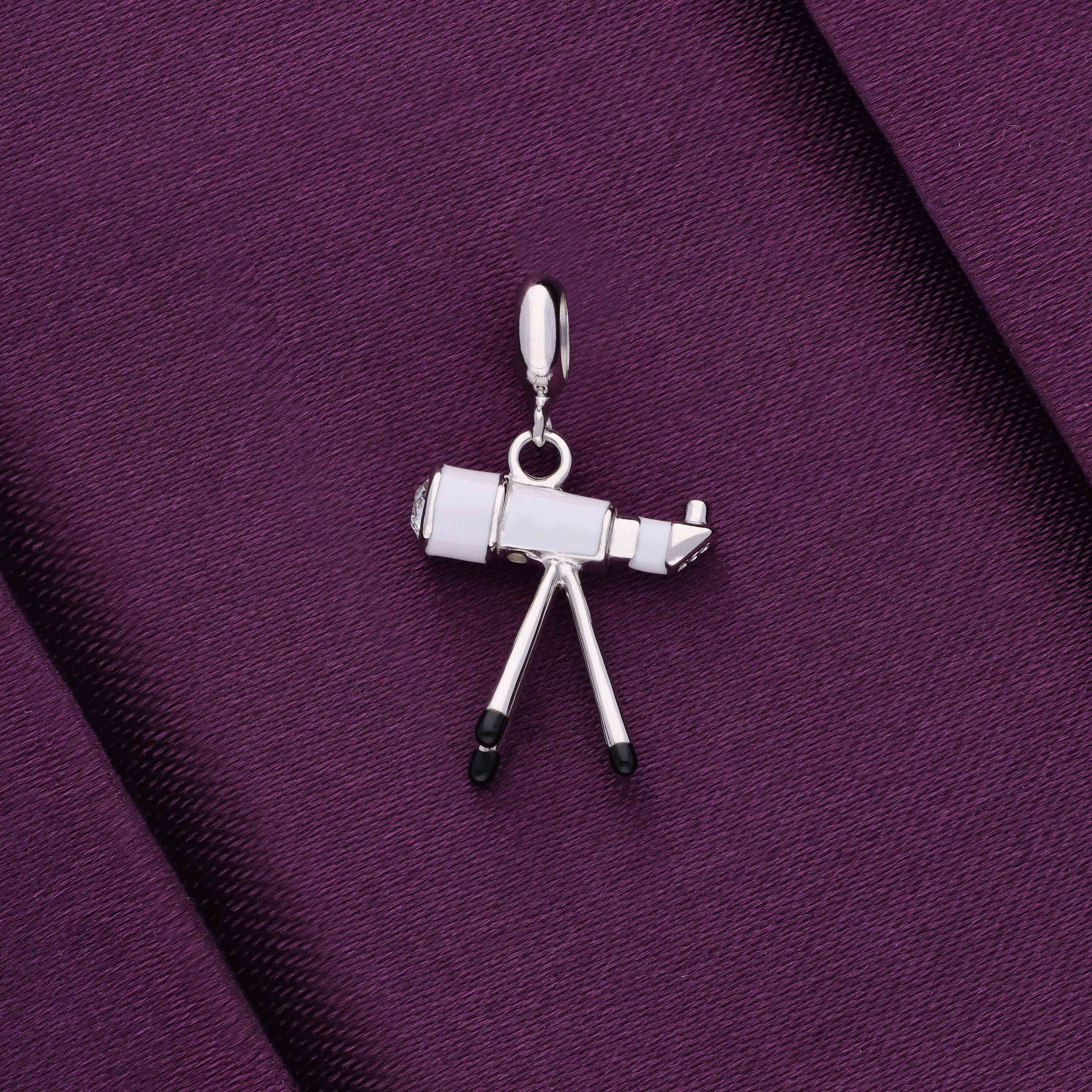 Sterling Telescope Black Silver Charm Pendant - Image 2