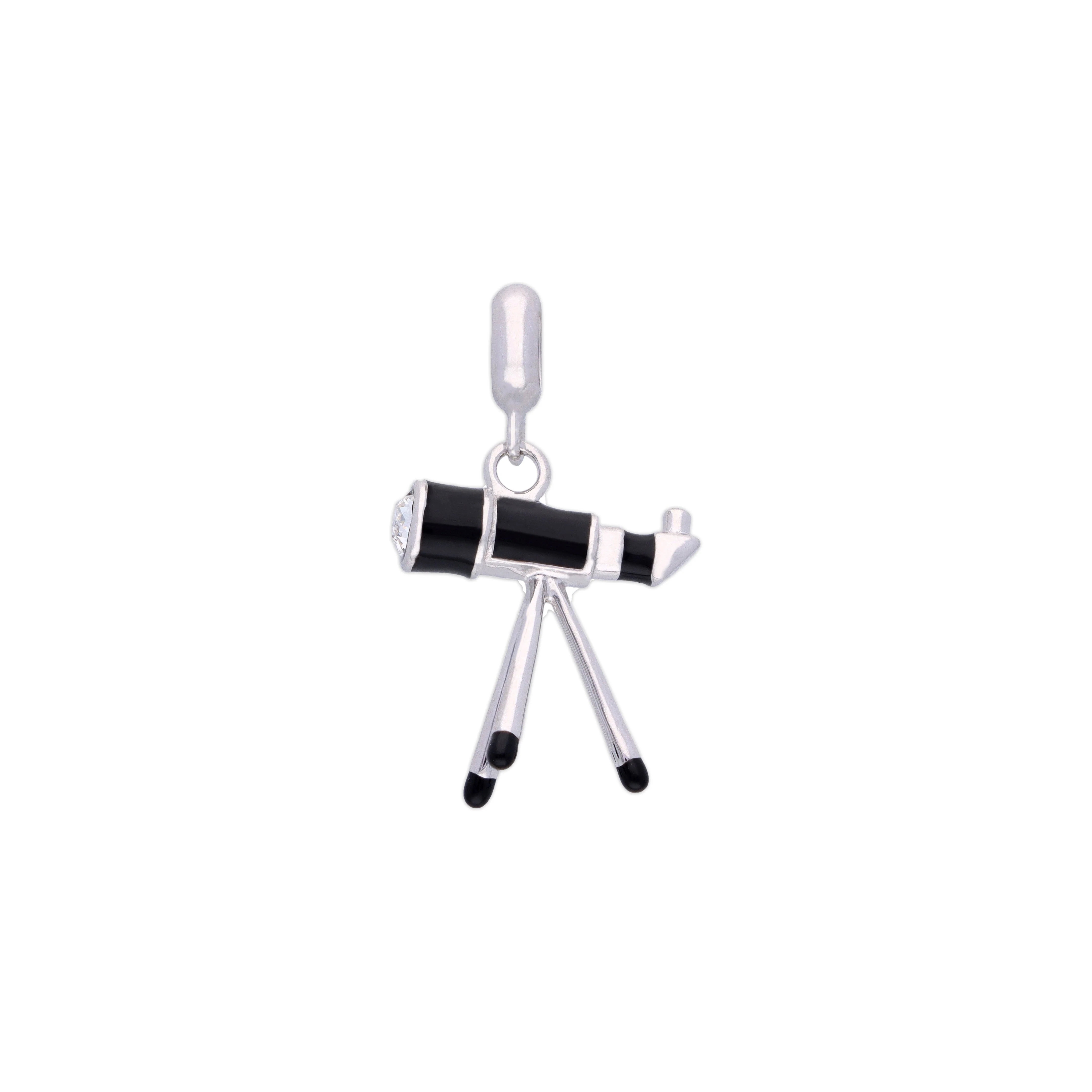 Sterling Telescope Black Silver Charm Pendant - Image 3
