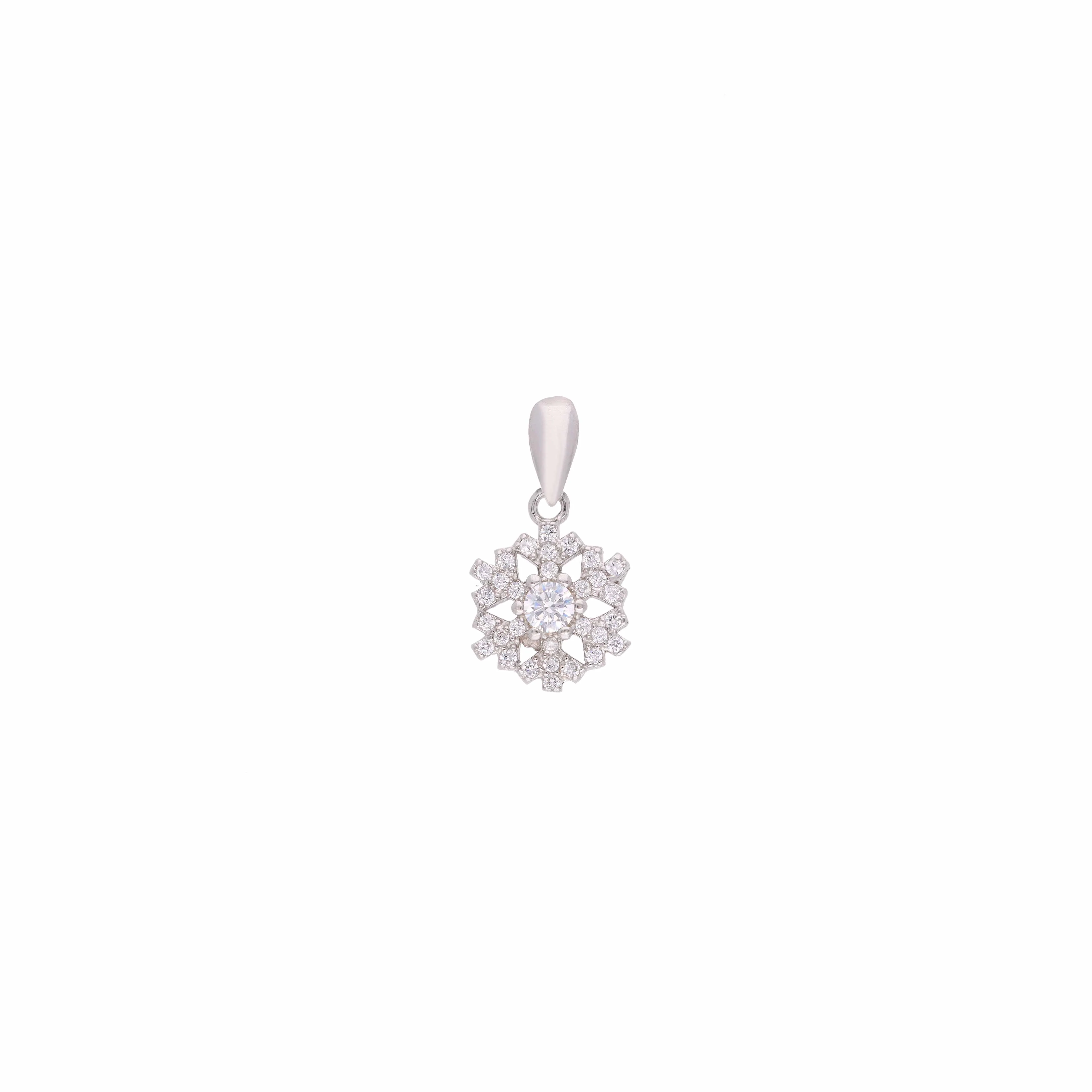 Sterling Silver Zircon Snowflake Pendant - Image 2