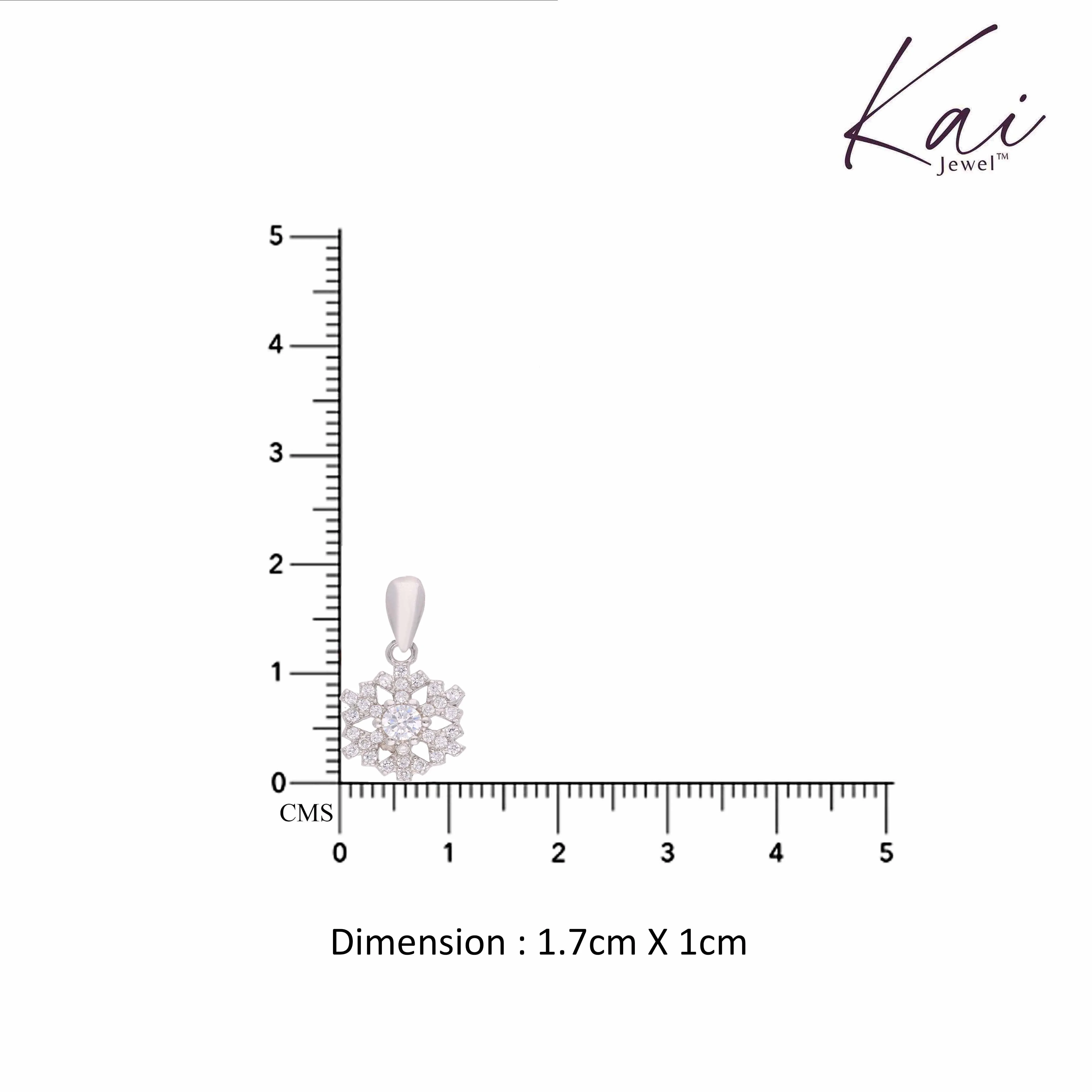 Sterling Silver Zircon Snowflake Pendant - Image 3