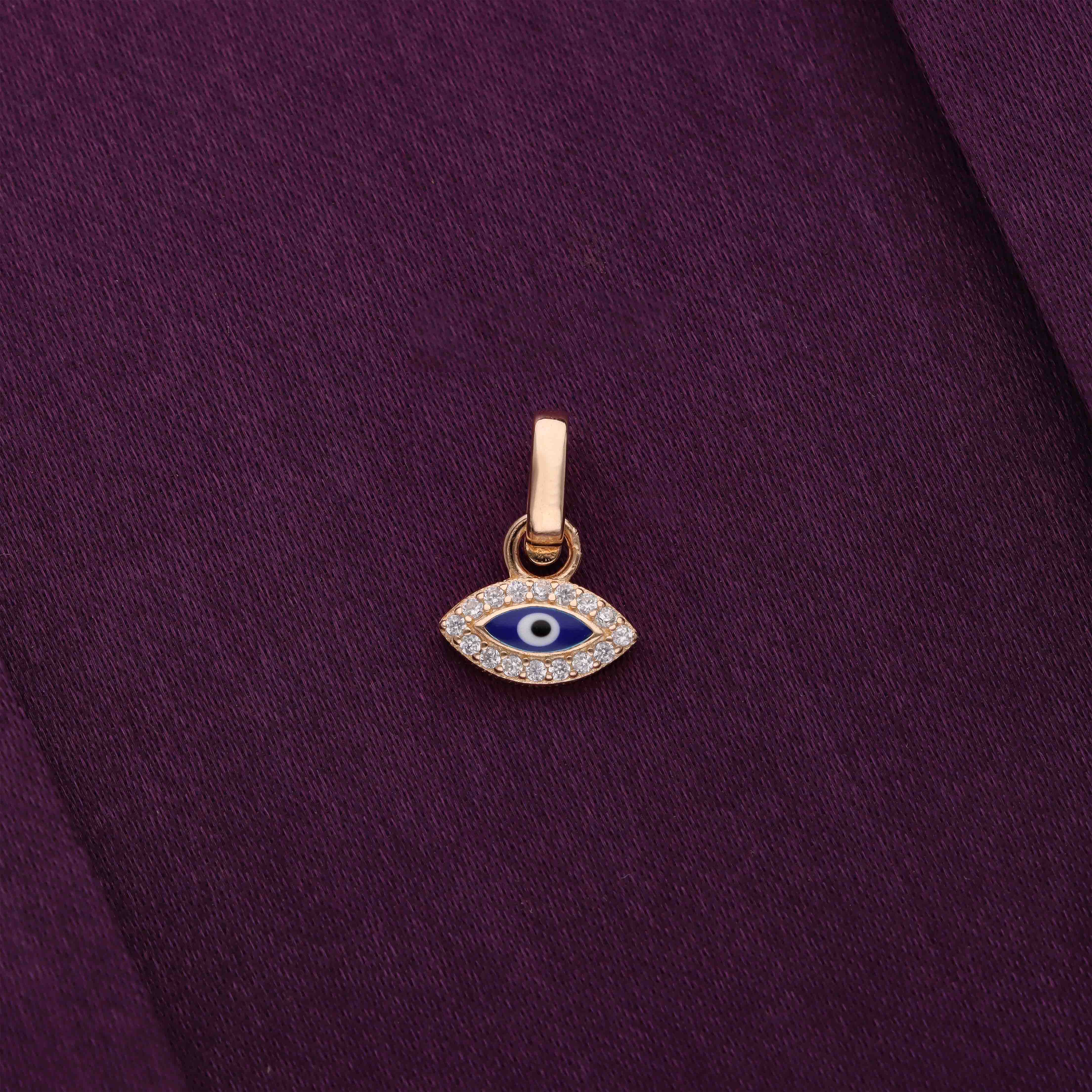 Sterling Silver Zircon Evil Eye Shaped Pendant - Image 2