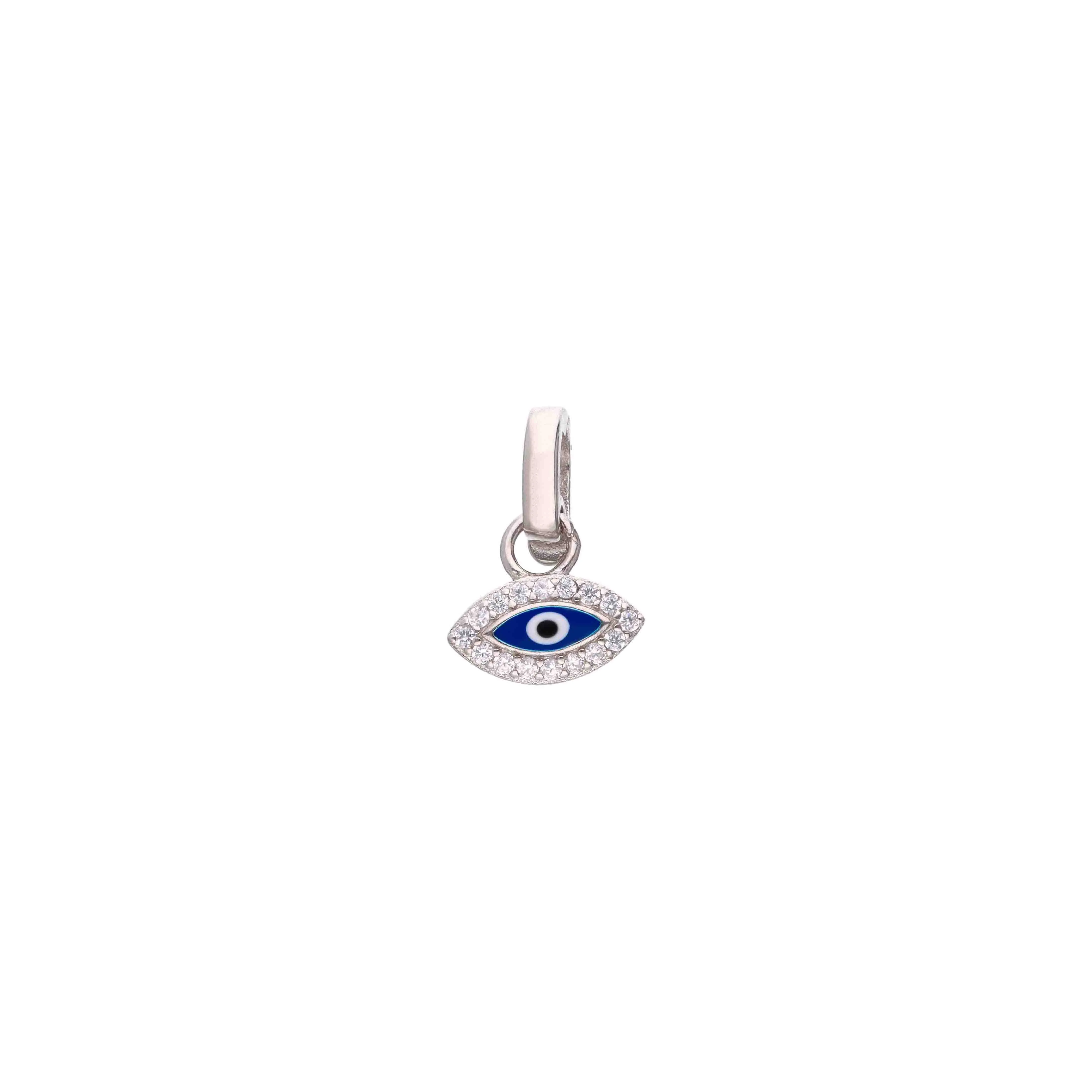 Sterling Silver Zircon Evil Eye Shaped Pendant - Image 3