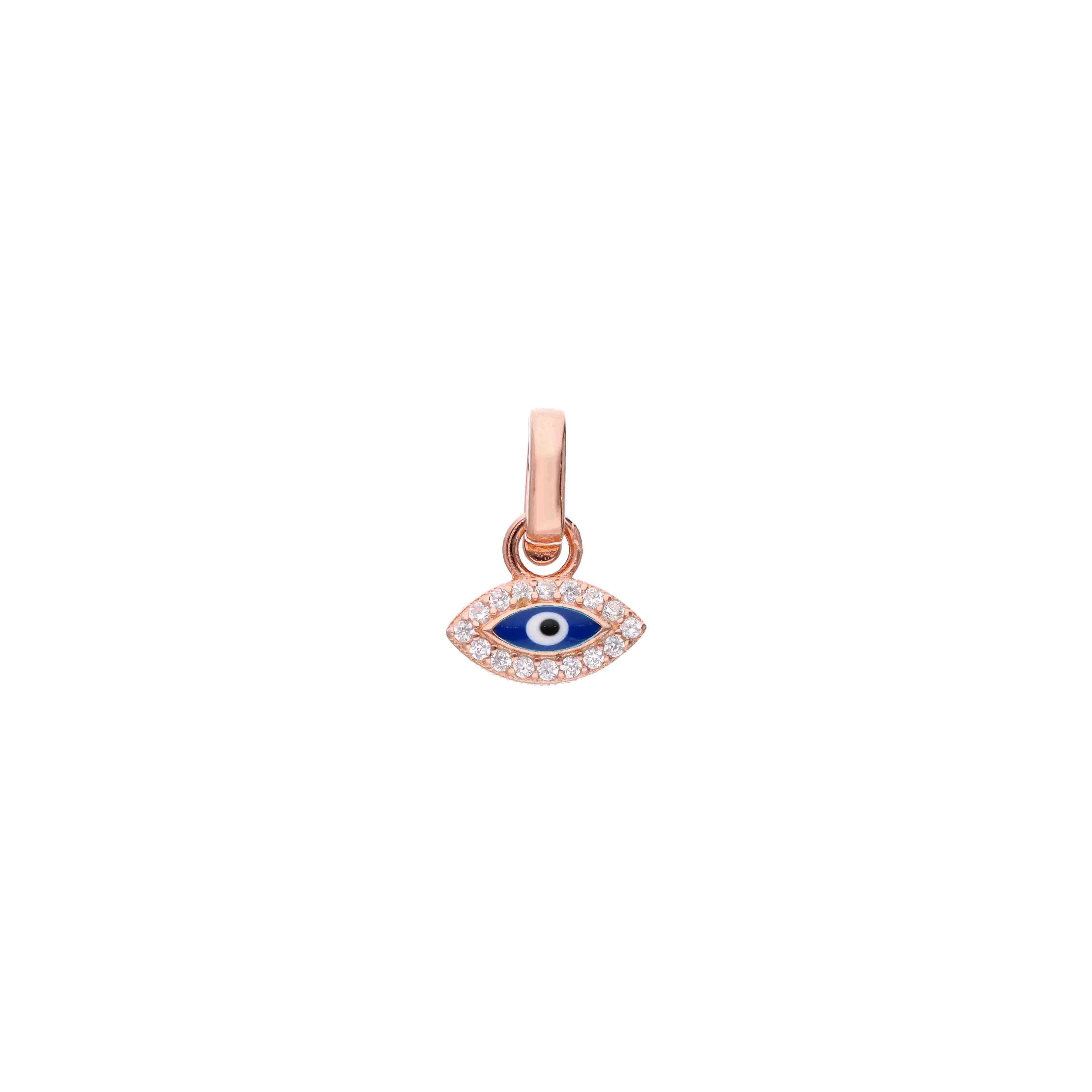 Sterling Silver Zircon Evil Eye Shaped Pendant - Image 4