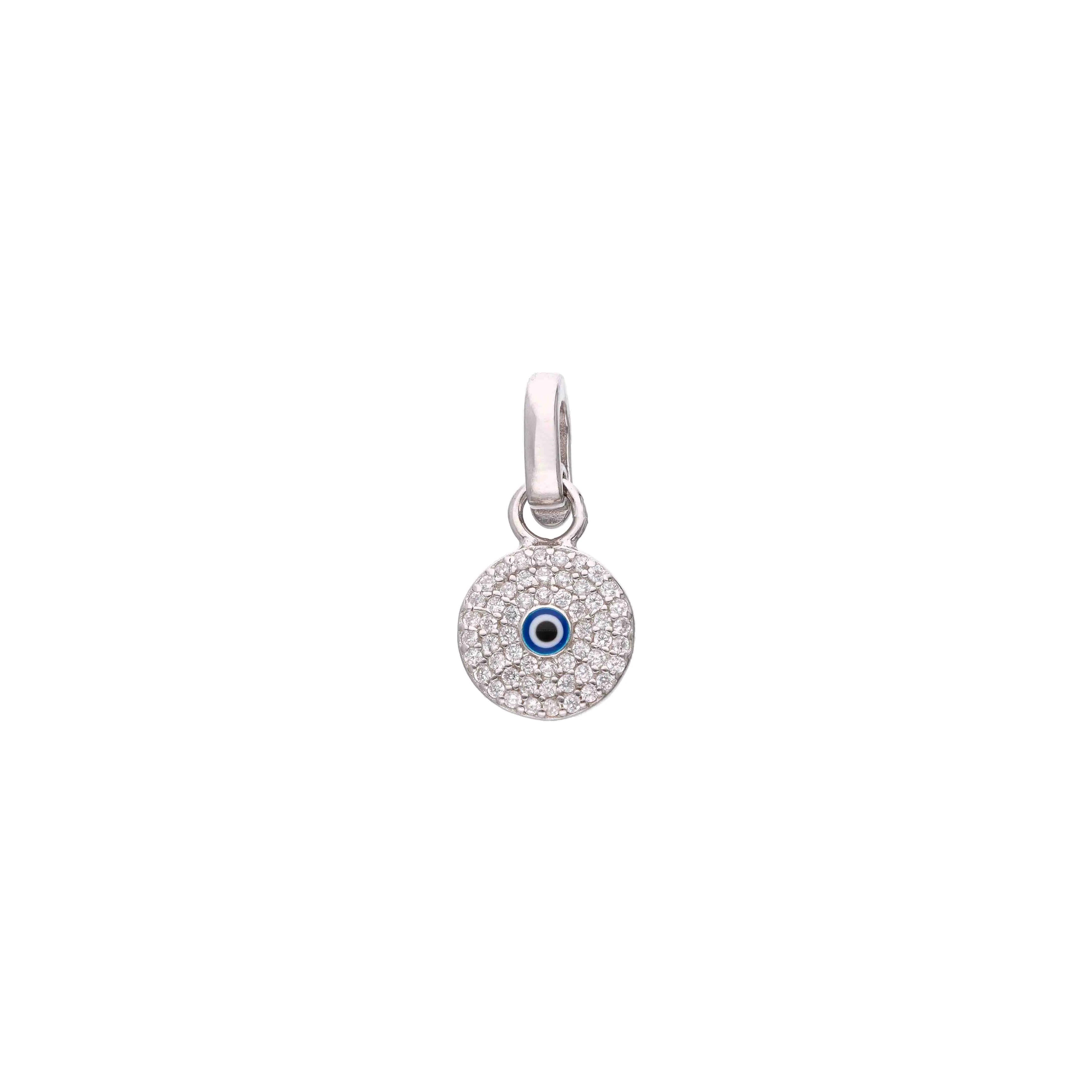 Sterling Silver Zircon Studded Evil Eye Pendant - Image 3