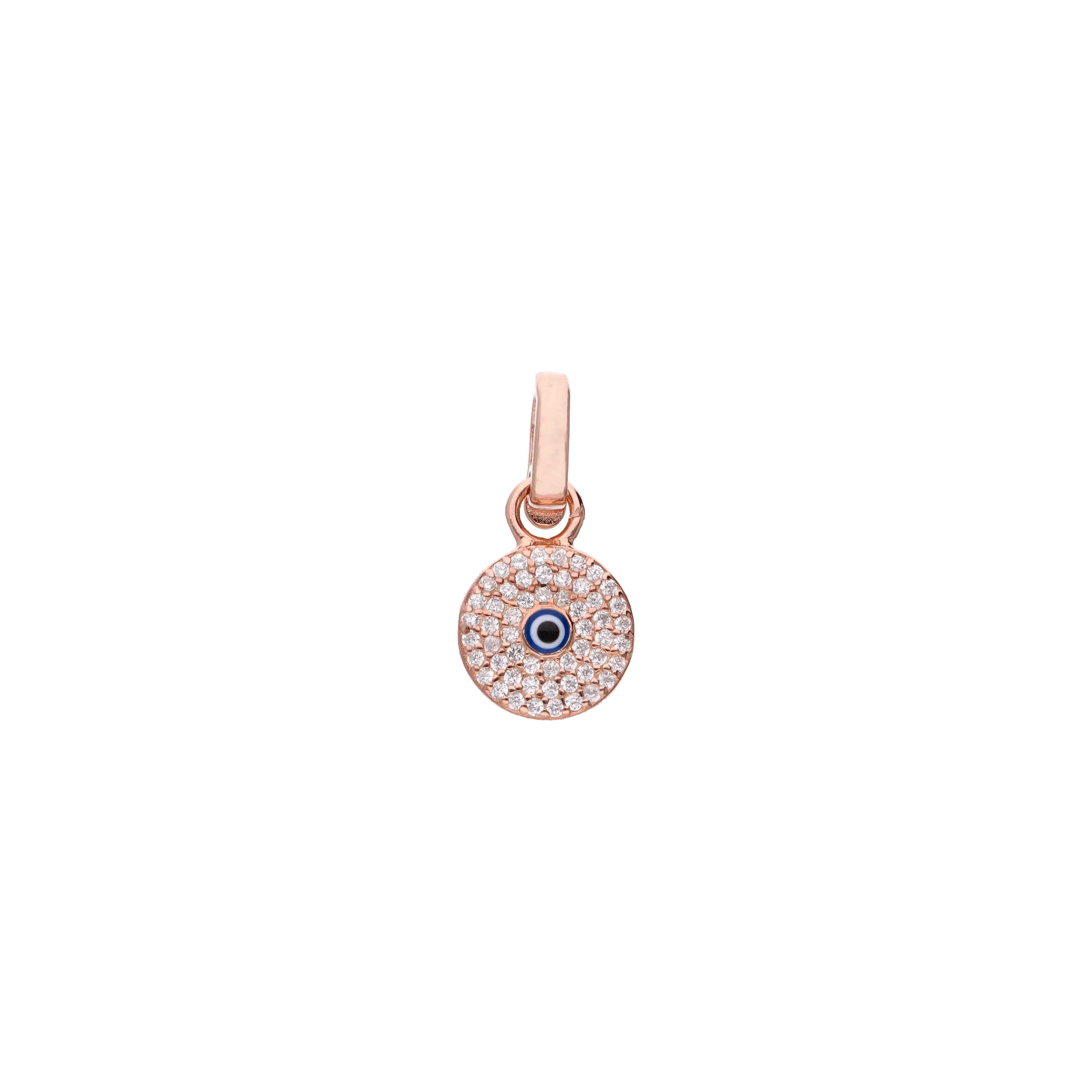 Sterling Silver Zircon Studded Evil Eye Pendant - Image 4