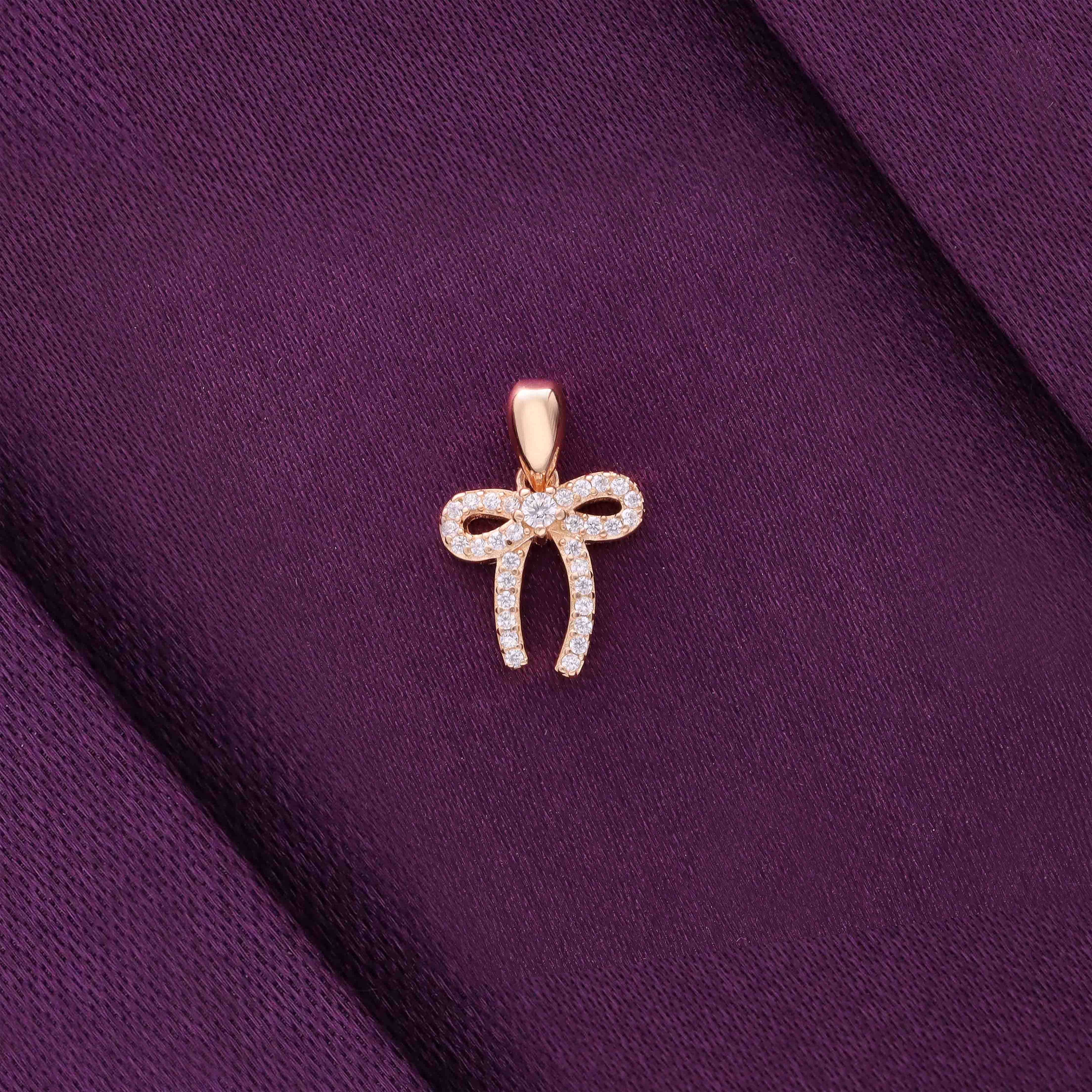 Sterling Silver Zircon Bow Pendnat - Image 2