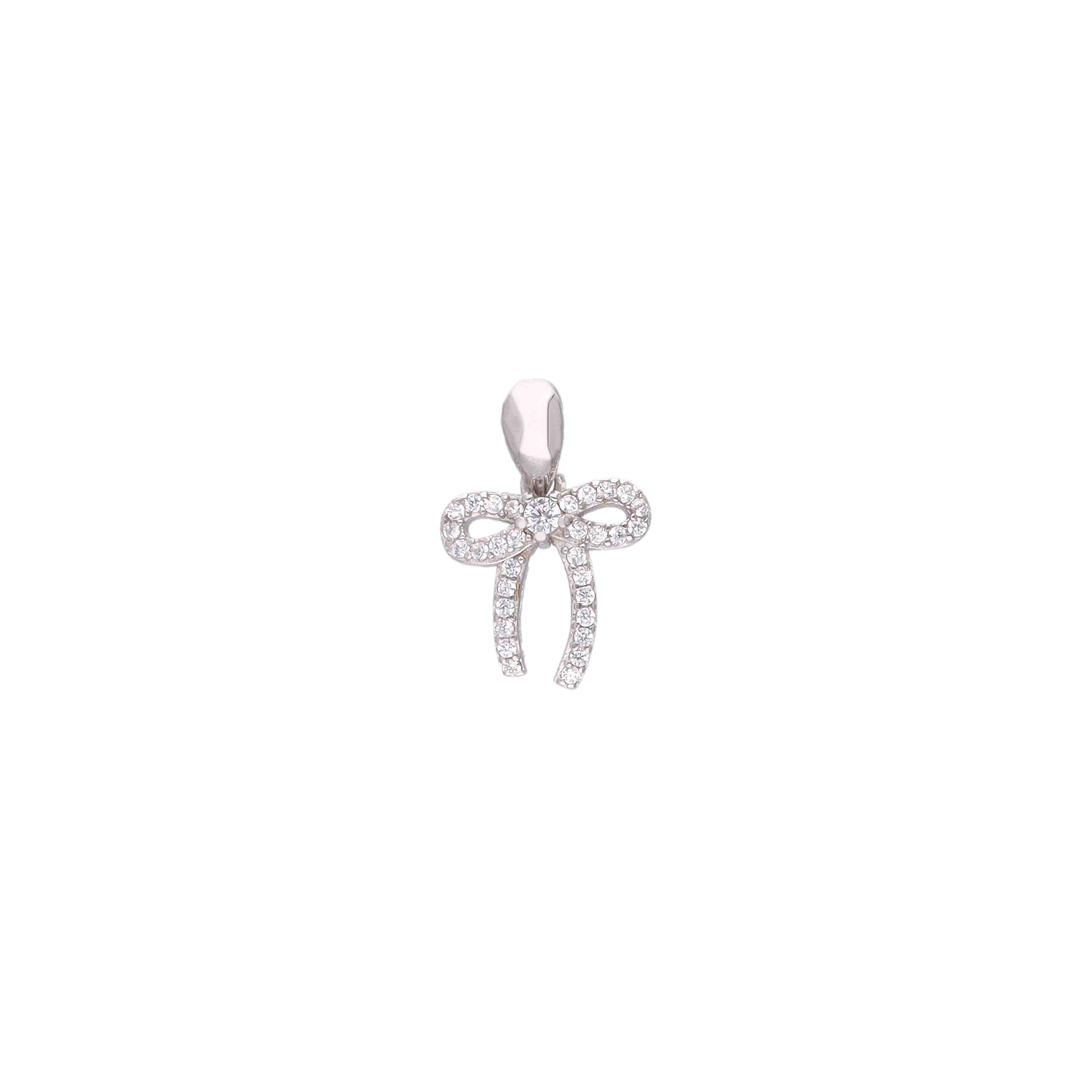 Sterling Silver Zircon Bow Pendnat - Image 3