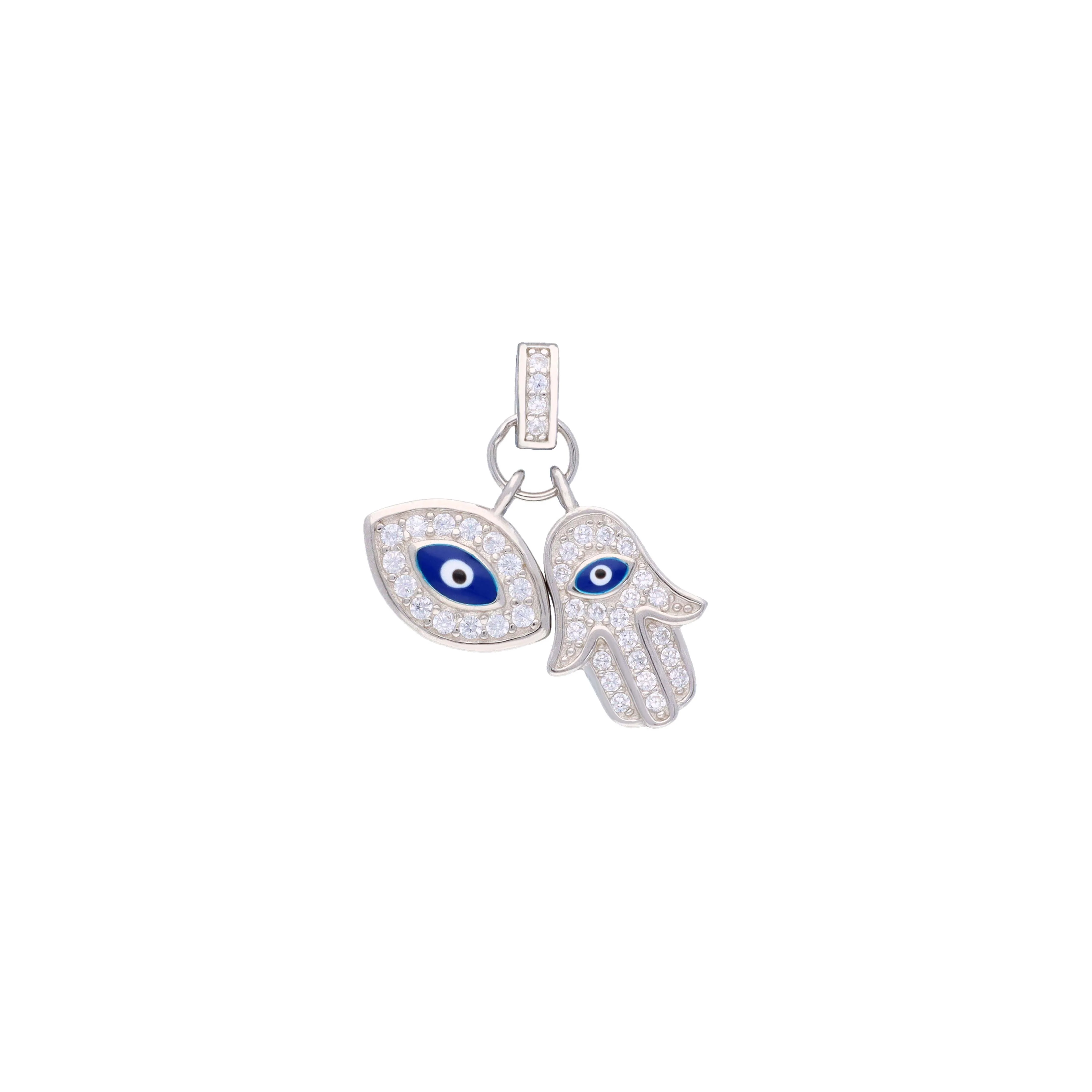 Stylish Zircon Evil Eye & Hamsa Casual Silver Pendant - Image 3