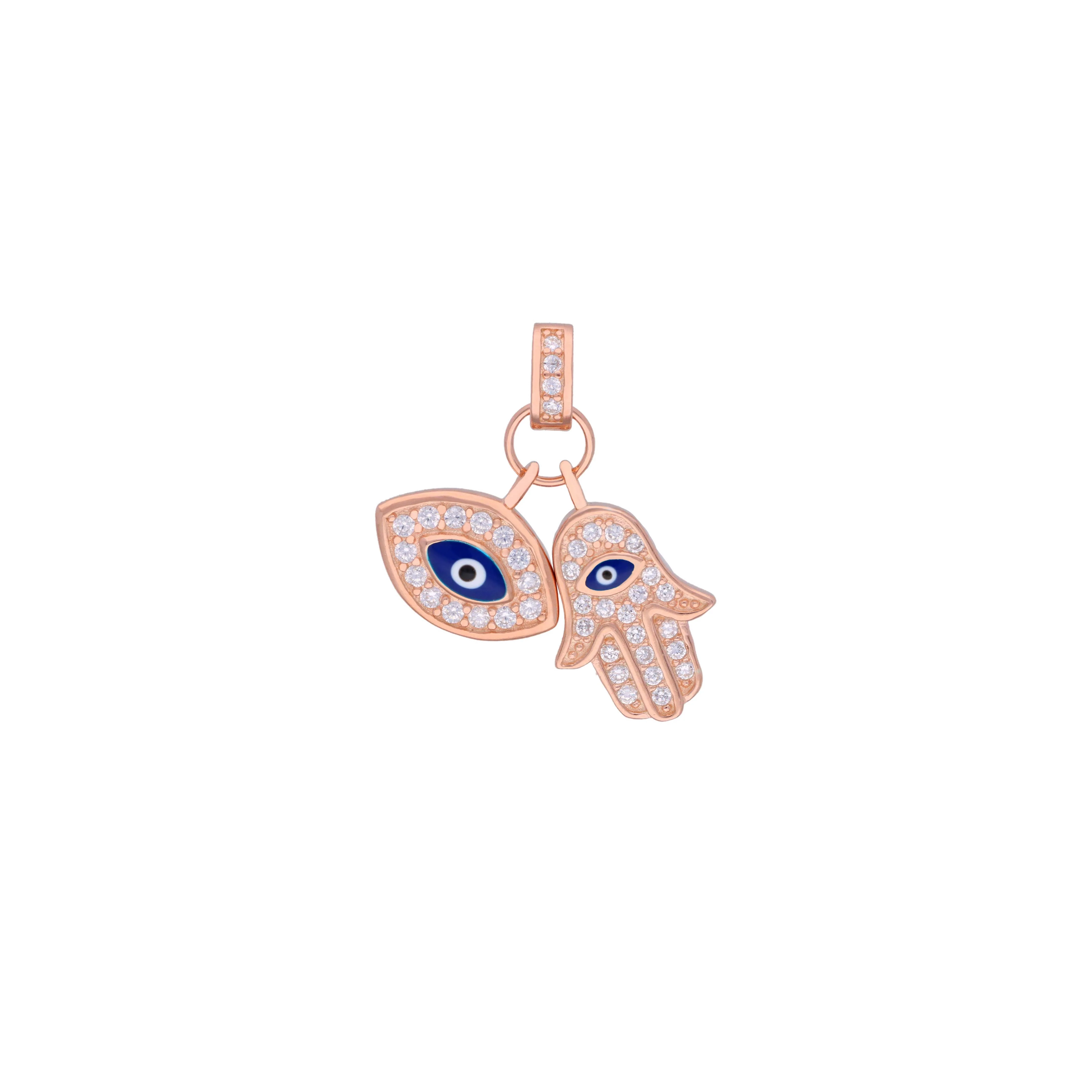 Stylish Zircon Evil Eye & Hamsa Casual Silver Pendant - Image 4