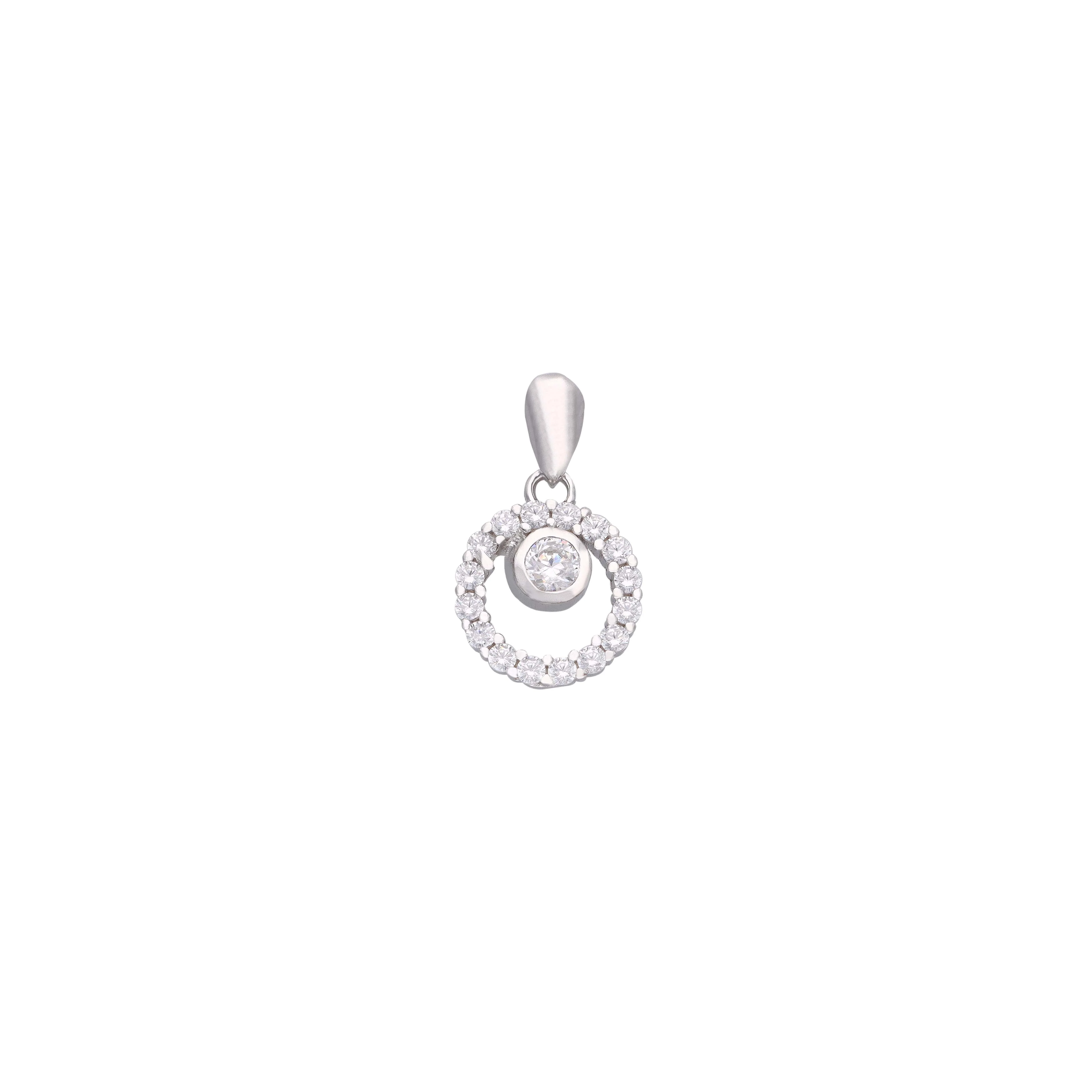 MINIMAL ROUND CRYSTALS CASUAL SILVER PENDANT - Image 3