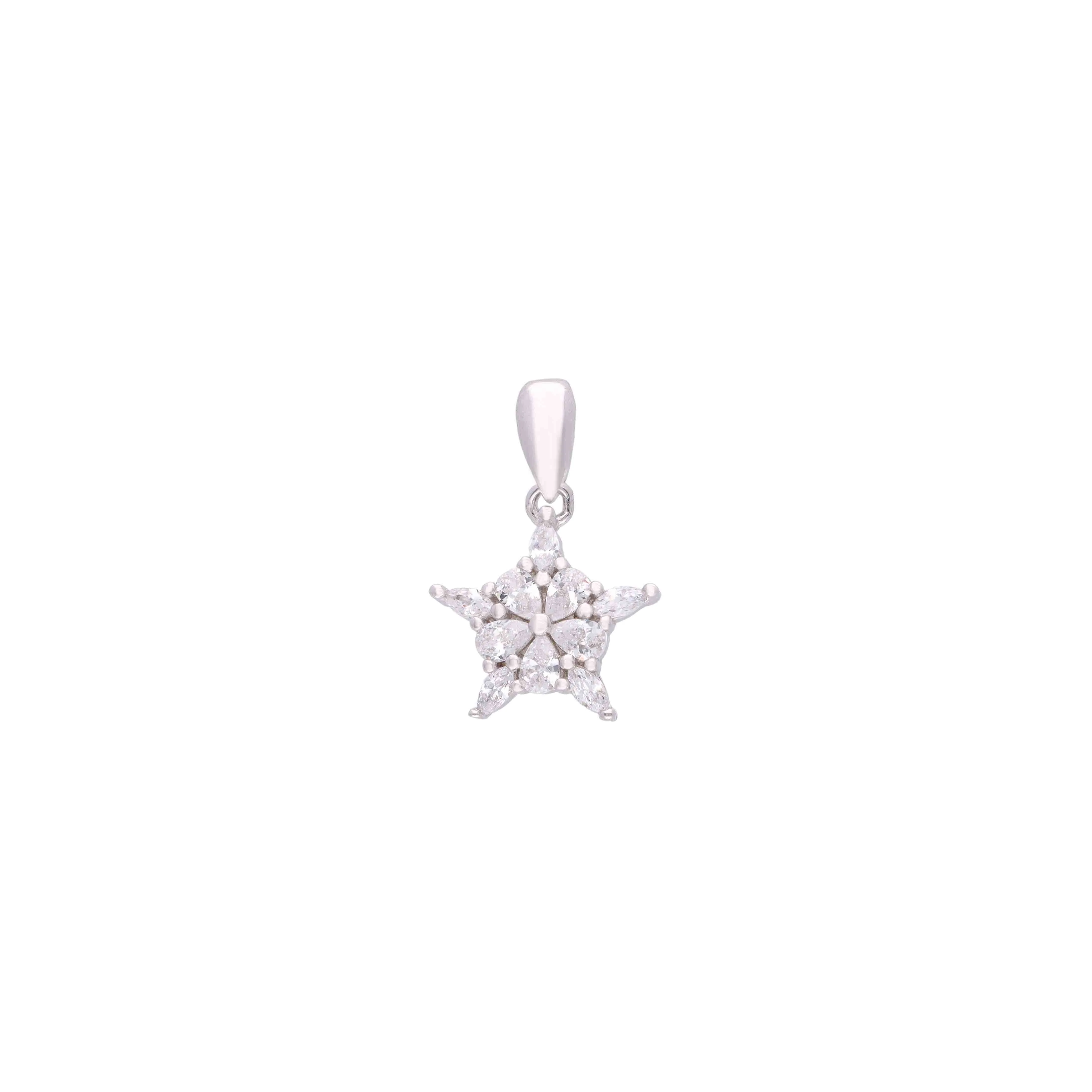 Sterling Silver Zircon Studded Star Pendant - Image 2