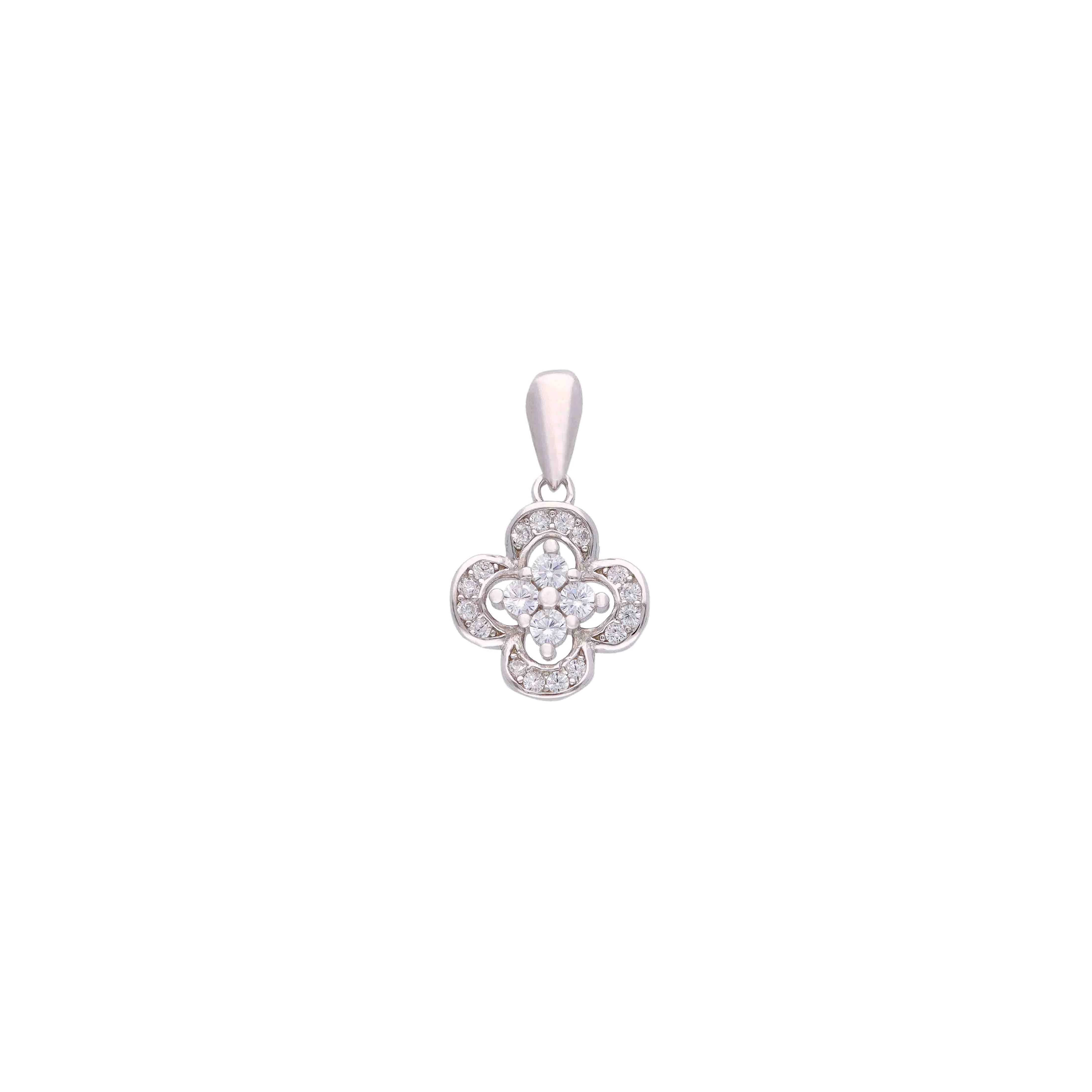Sterling Silver Crystal Floral Pendant - Image 2