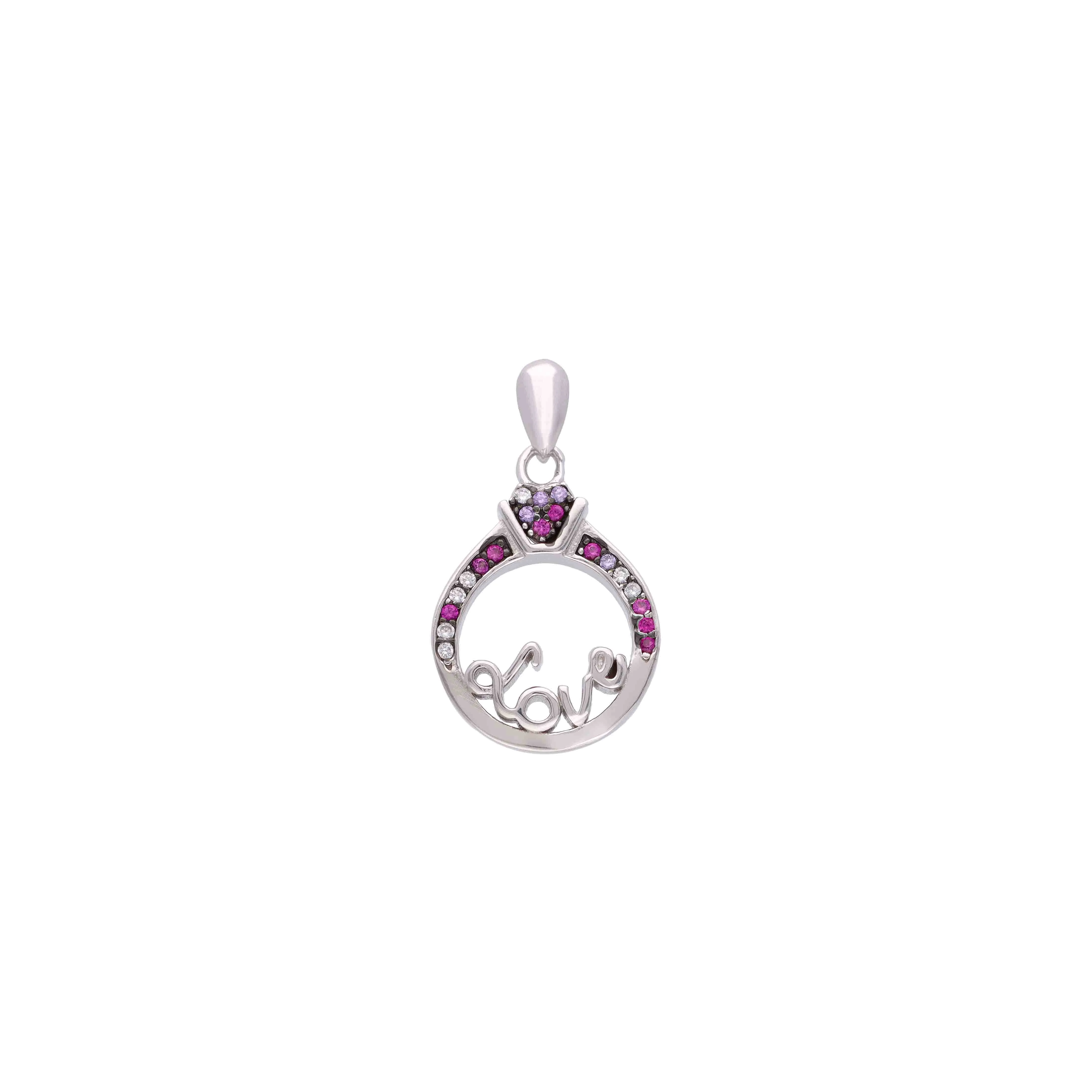 Sterling Silver Love Ring Pendant - Image 2