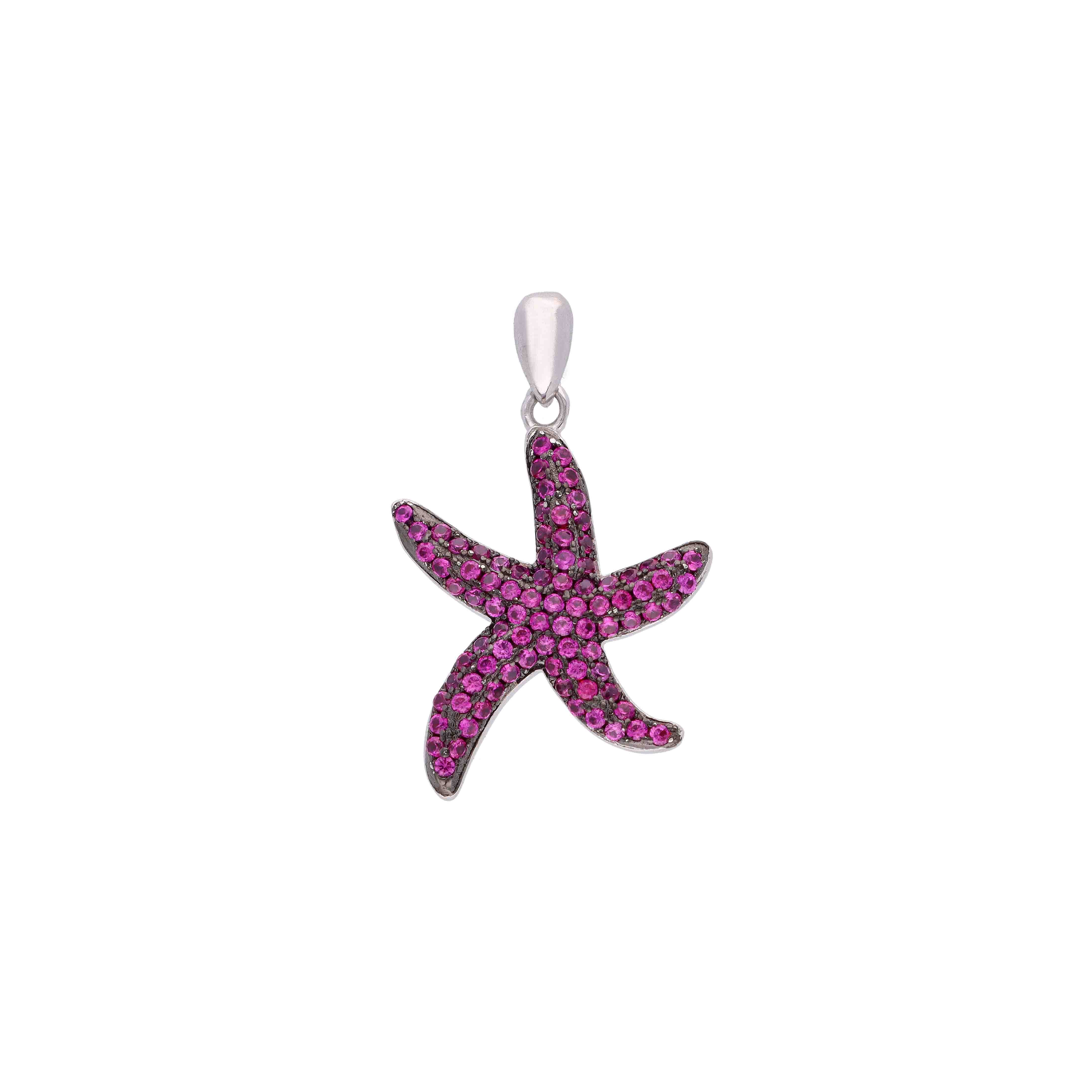 Sterling Silver Pink Starfish Pendant - Image 2