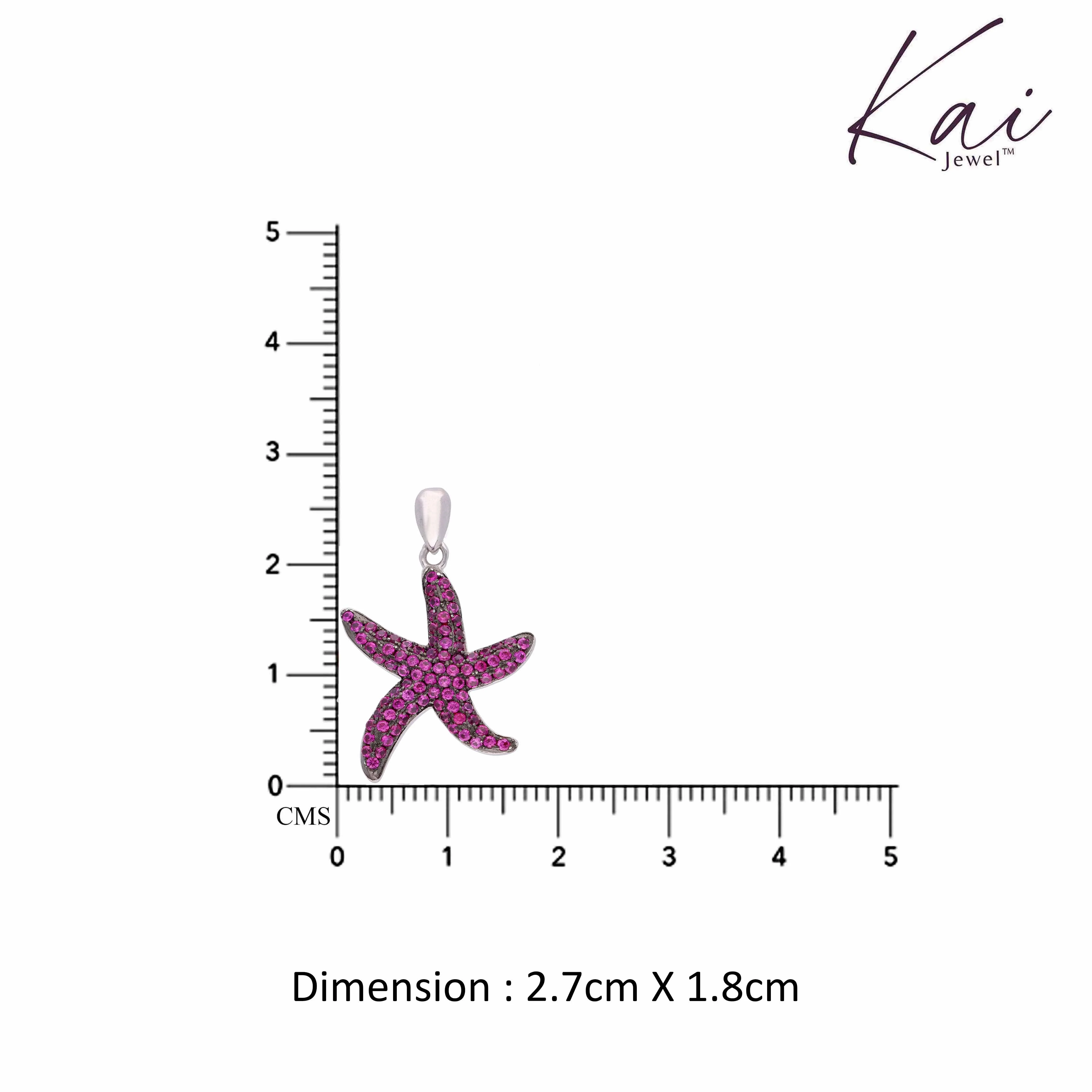Sterling Silver Pink Starfish Pendant - Image 3