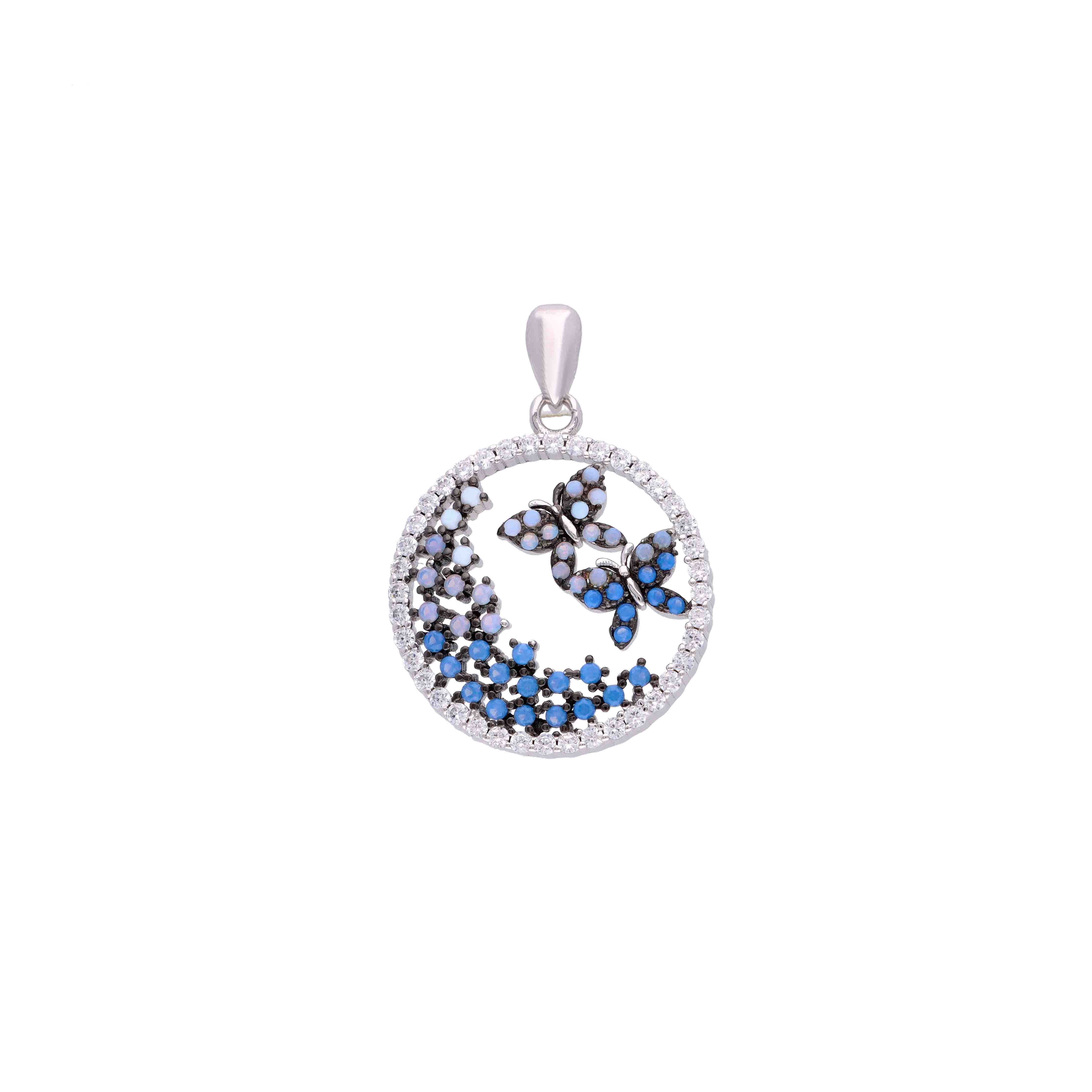 Sterling Silver Butterfly Studded Pendant - Image 2