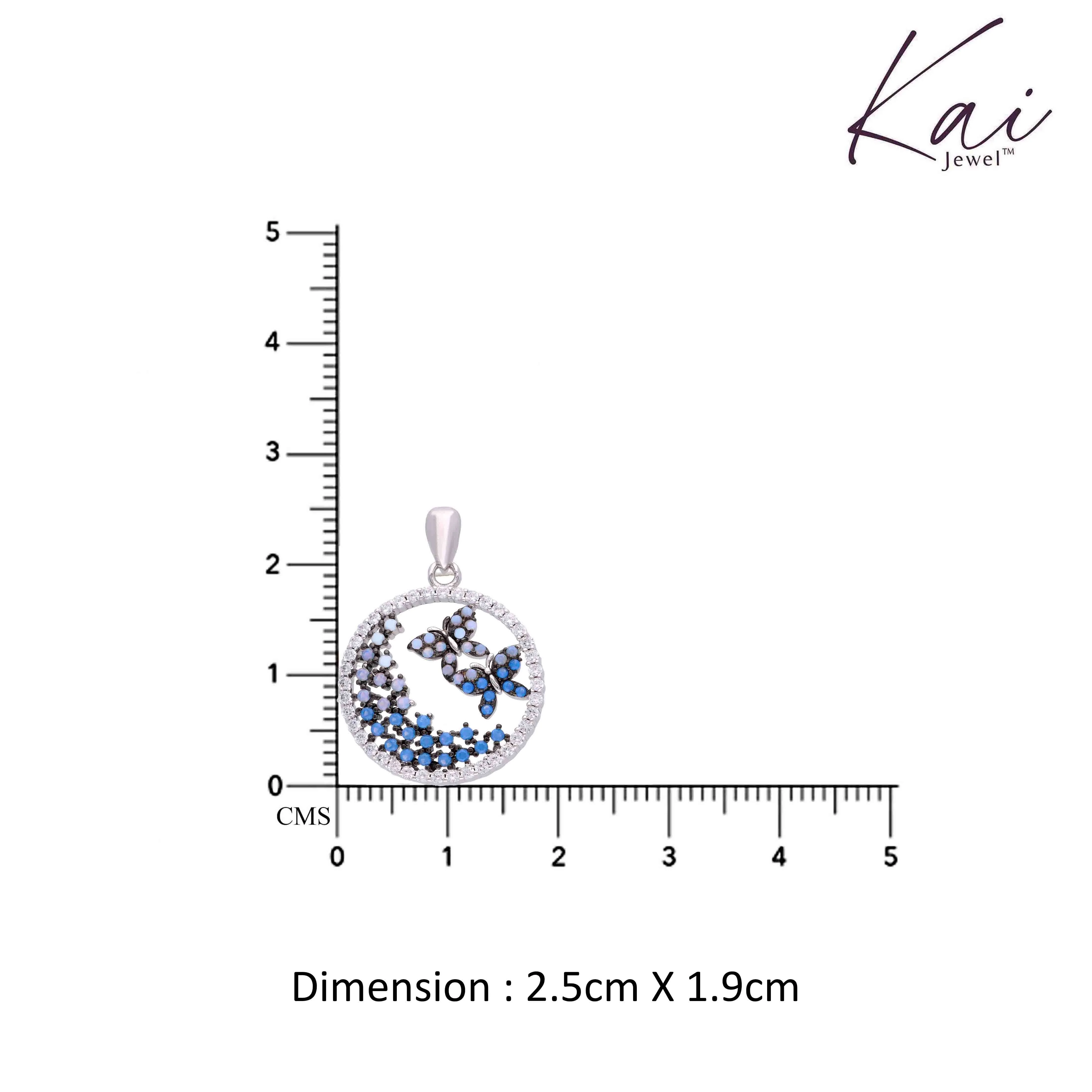 Sterling Silver Butterfly Studded Pendant - Image 3