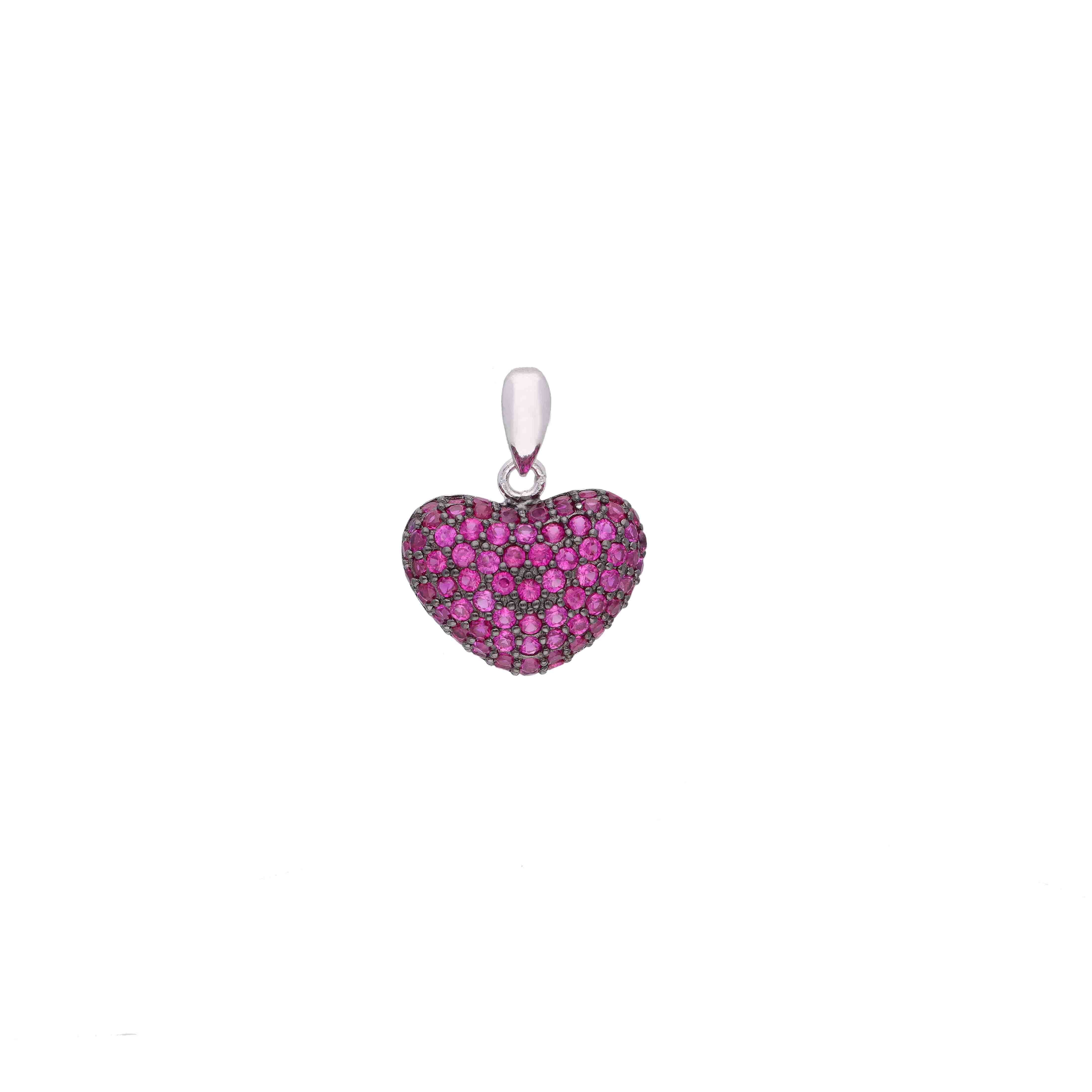 Sterling Silver Pink Heart Pendant - Image 2