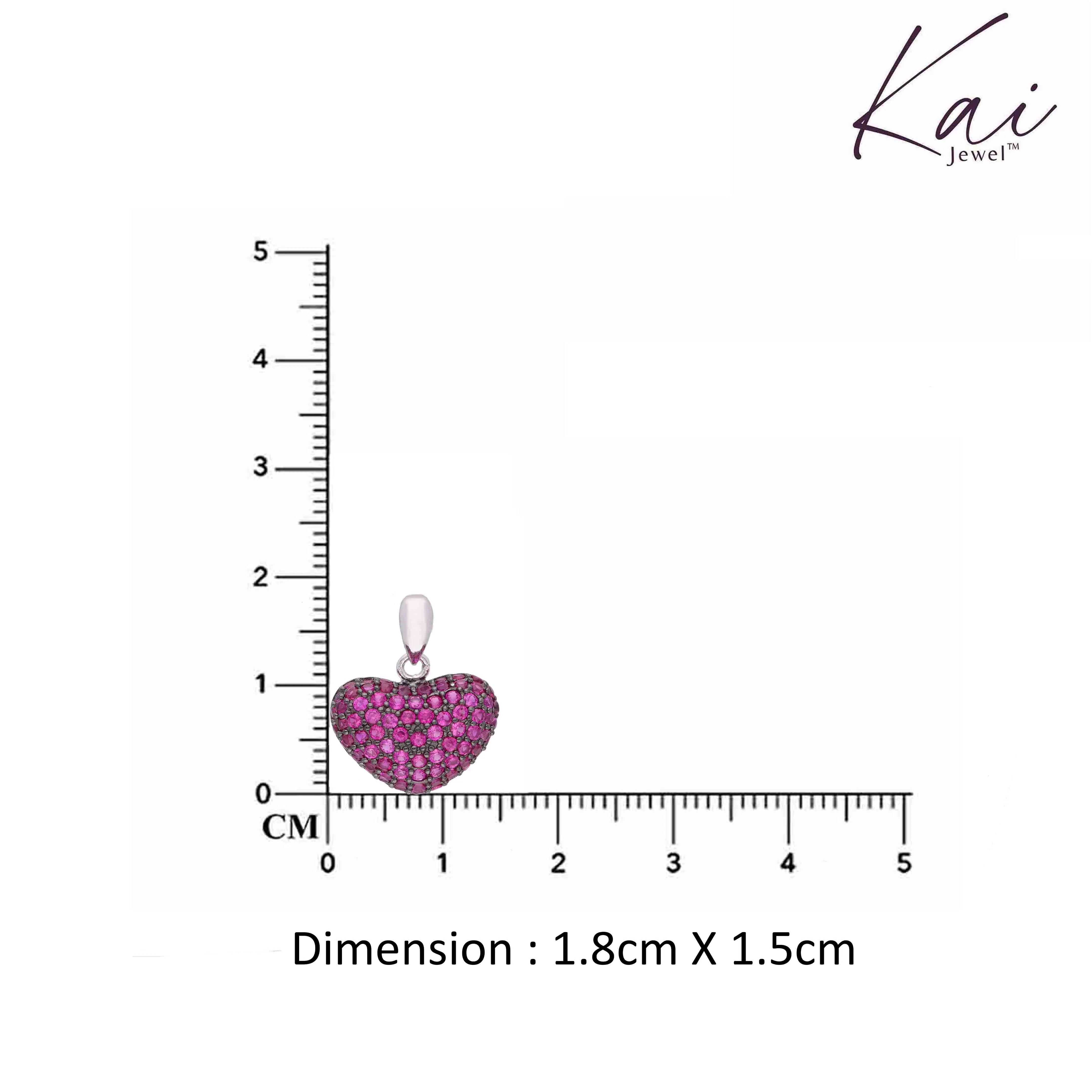 Sterling Silver Pink Heart Pendant - Image 3