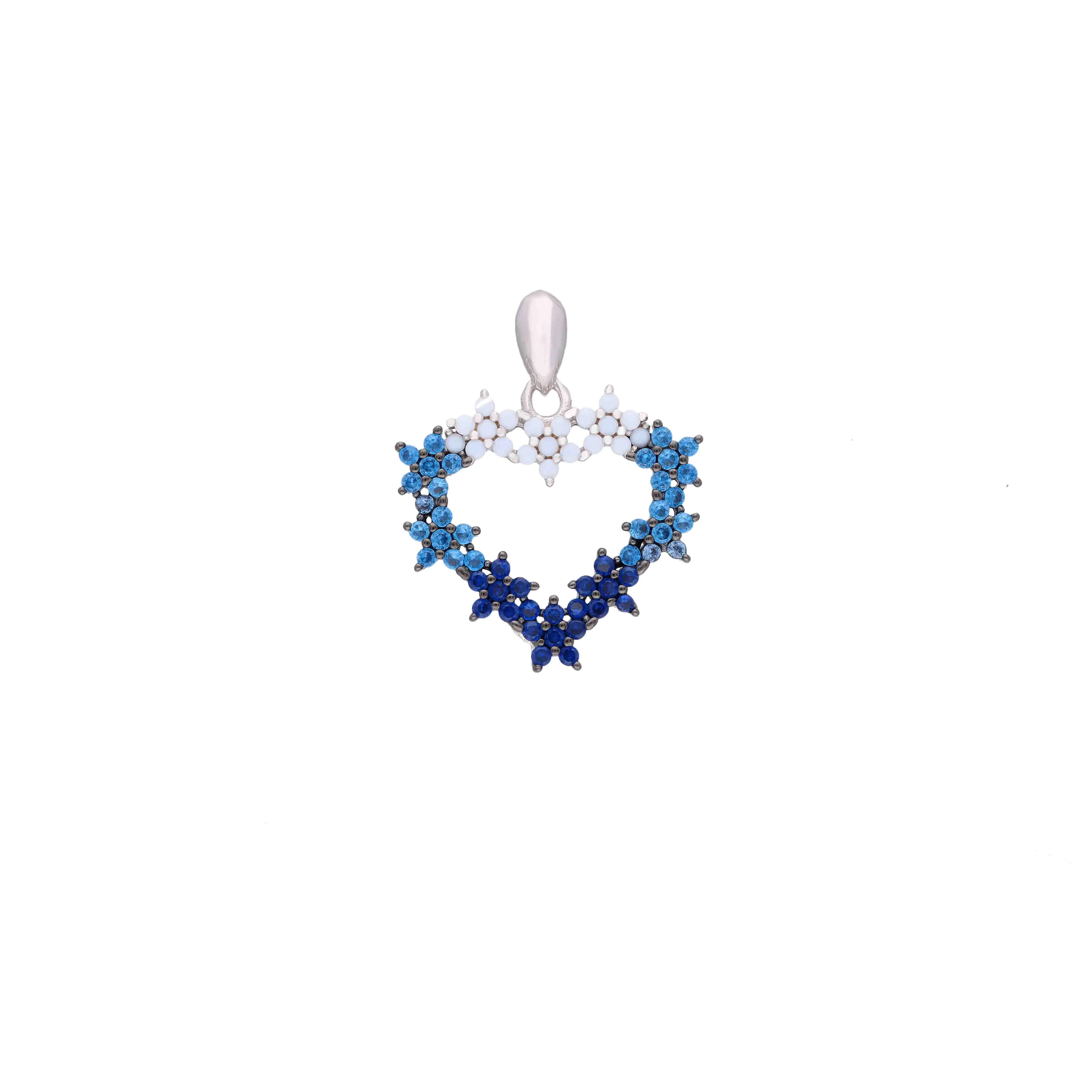 Radiant Blue Heart Silver Pendant - Image 2