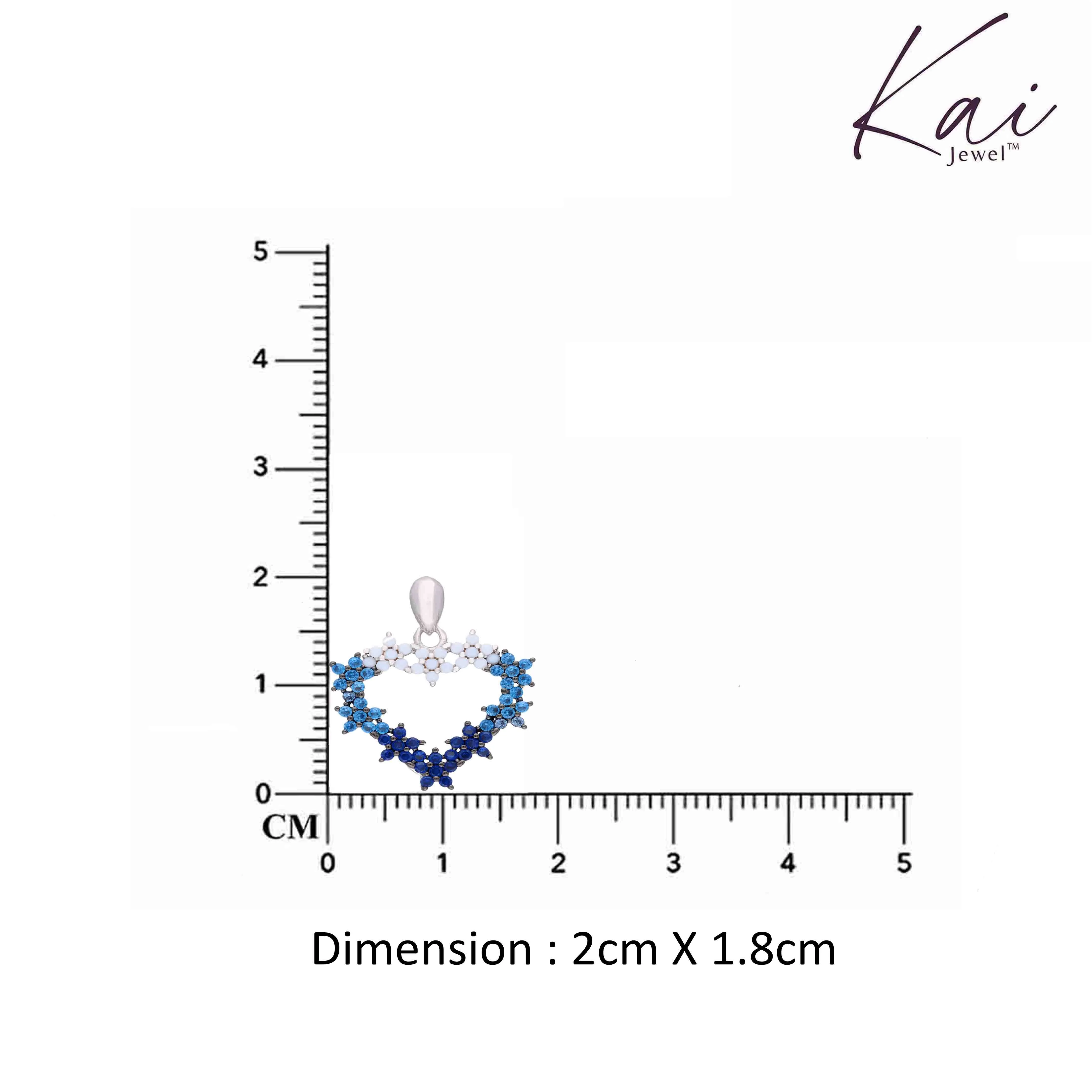 Radiant Blue Heart Silver Pendant - Image 3