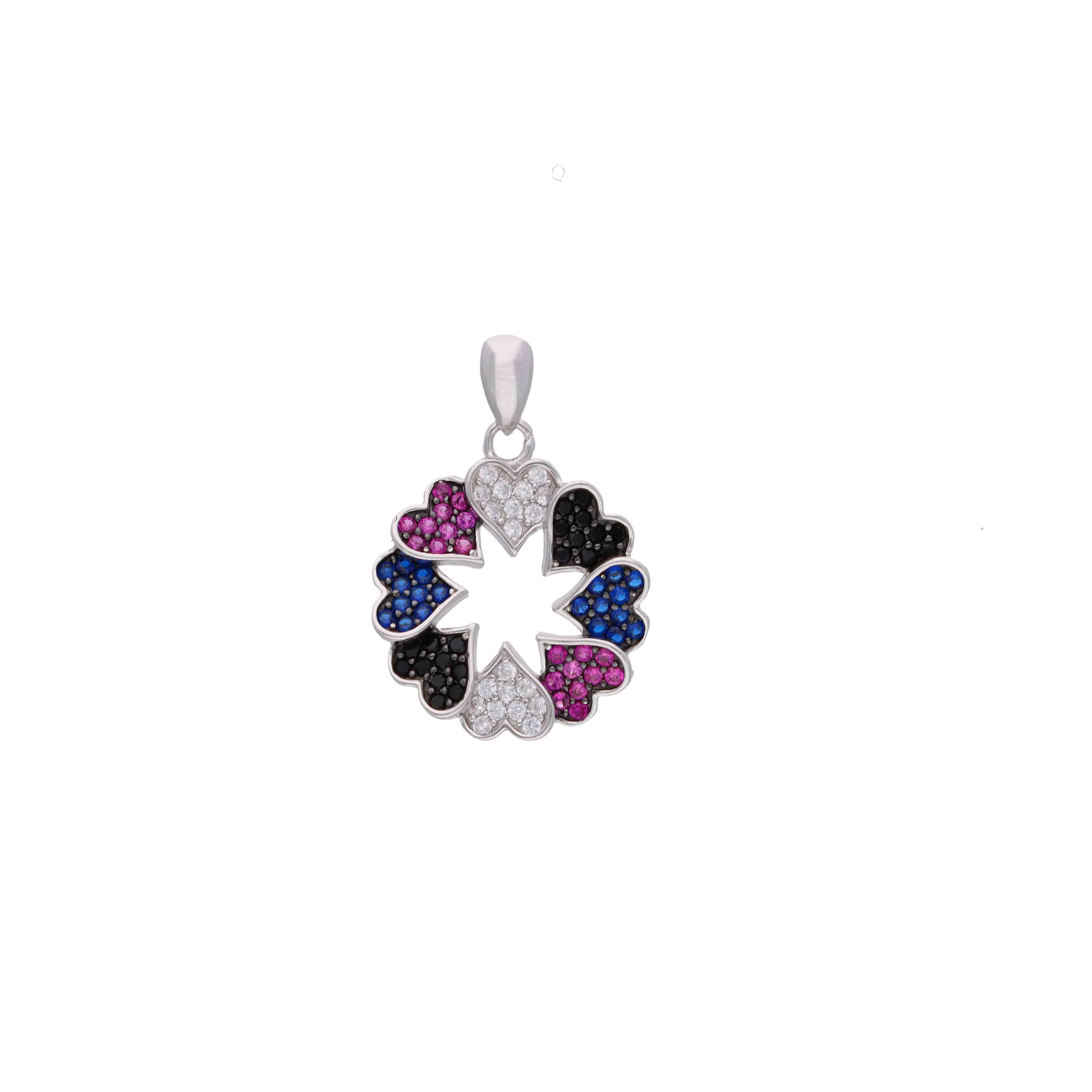 Sterling Silver Colorful Heart Pendant - Image 2