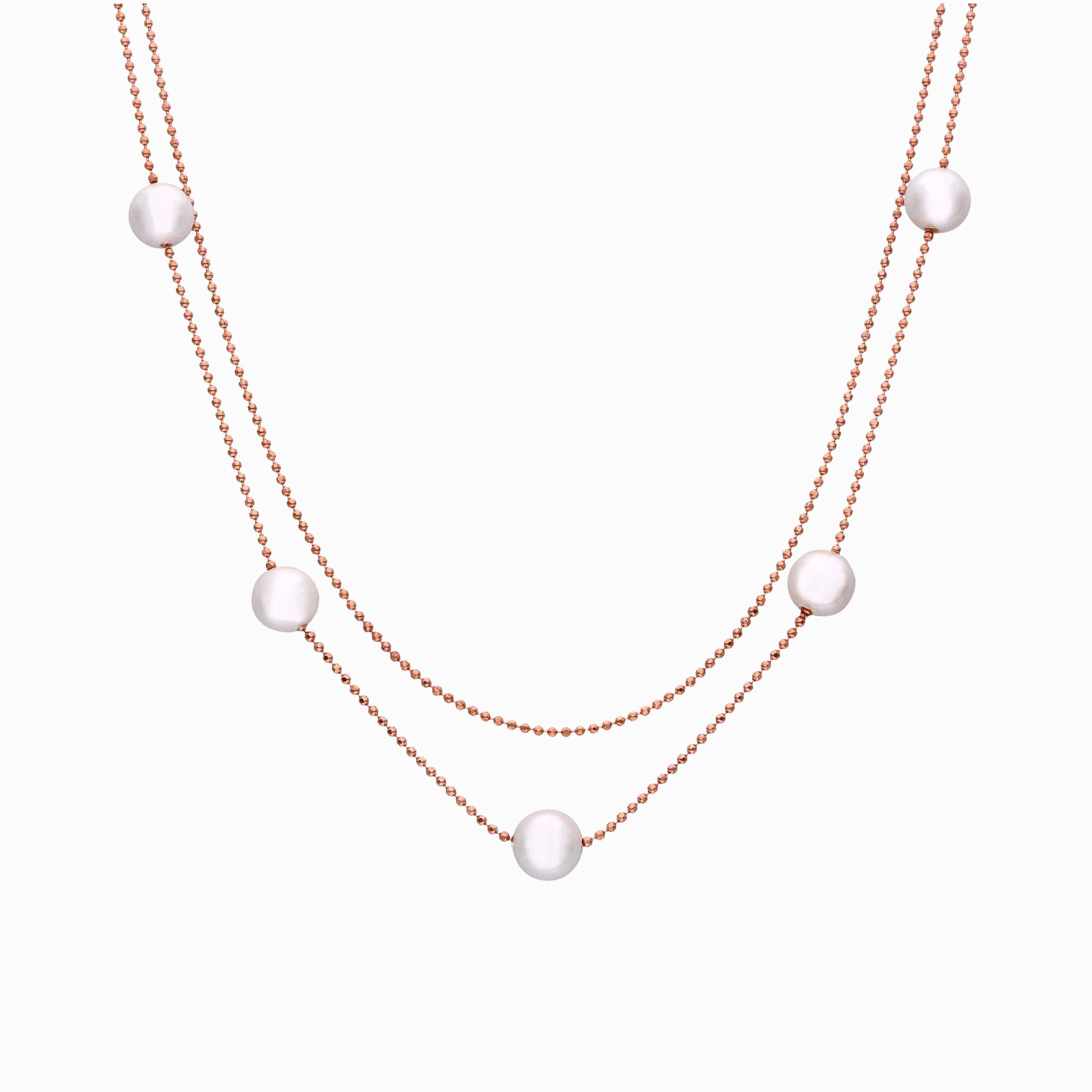 Double Dazzle Pearl Silver Chain Necklace - Image 5