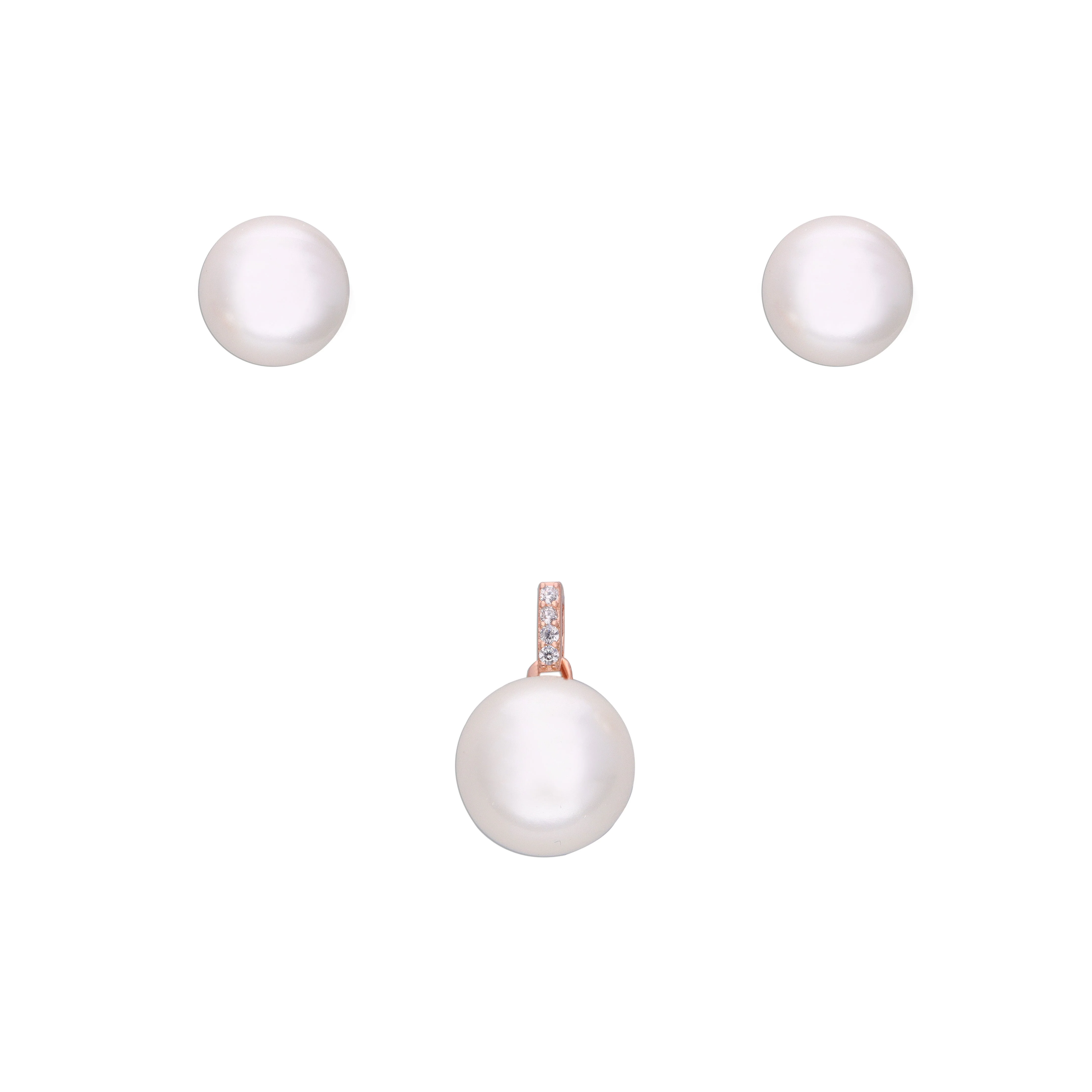 Royal Shimmer Pearl Silver Pendant & Earrings Set - Image 4