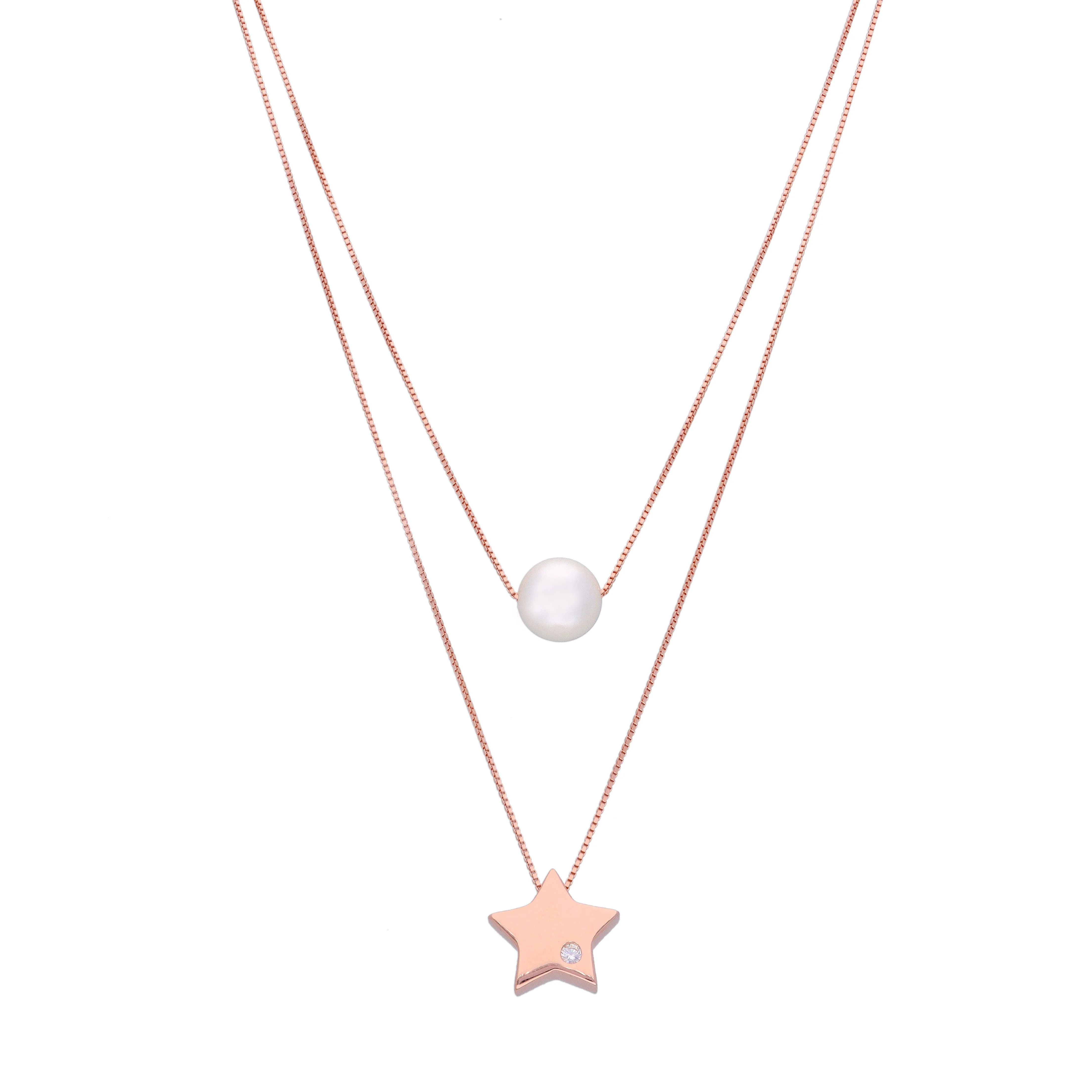 Sterling Stargaze Pearl Silver Chain Necklace - Image 4