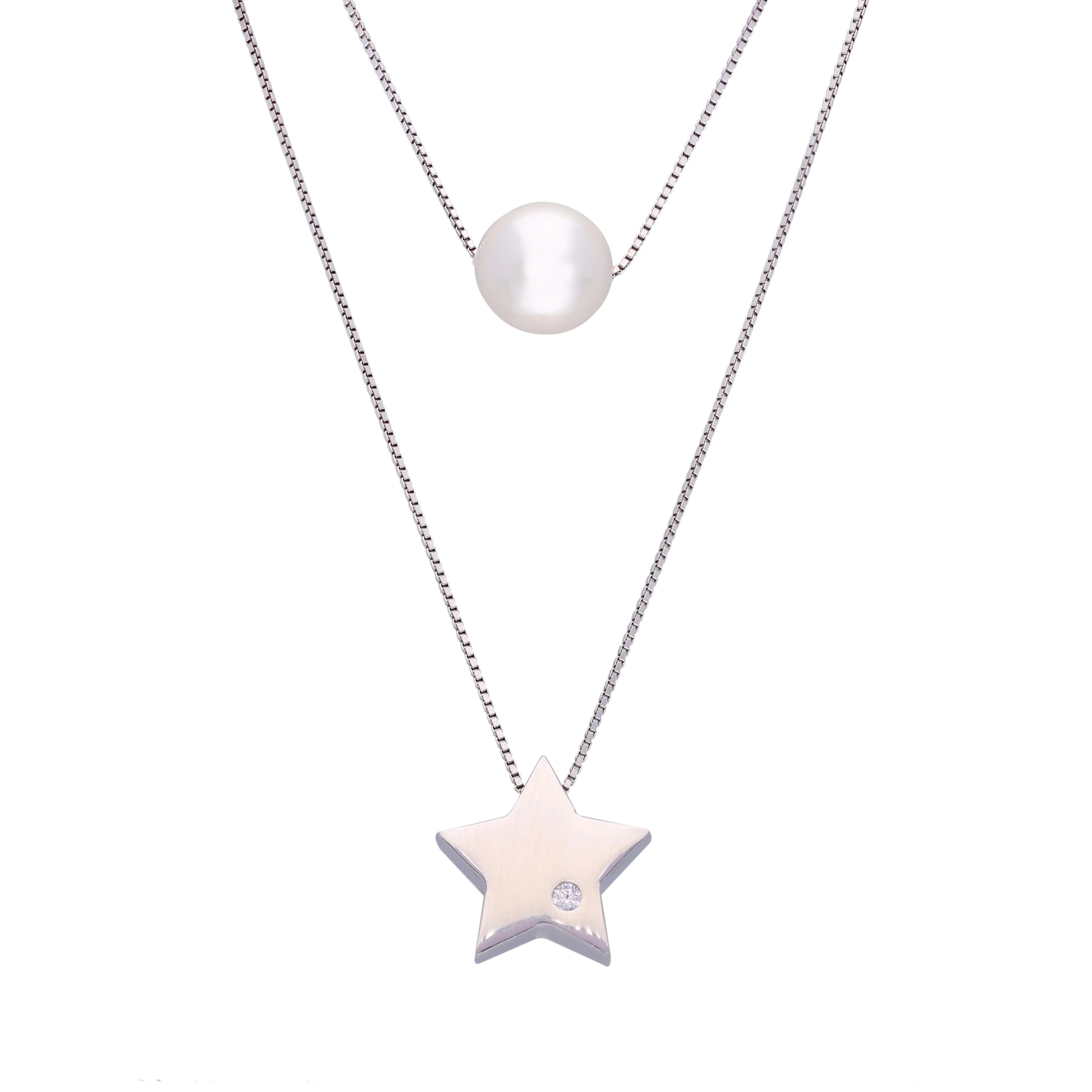 Sterling Stargaze Pearl Silver Chain Necklace - Image 5