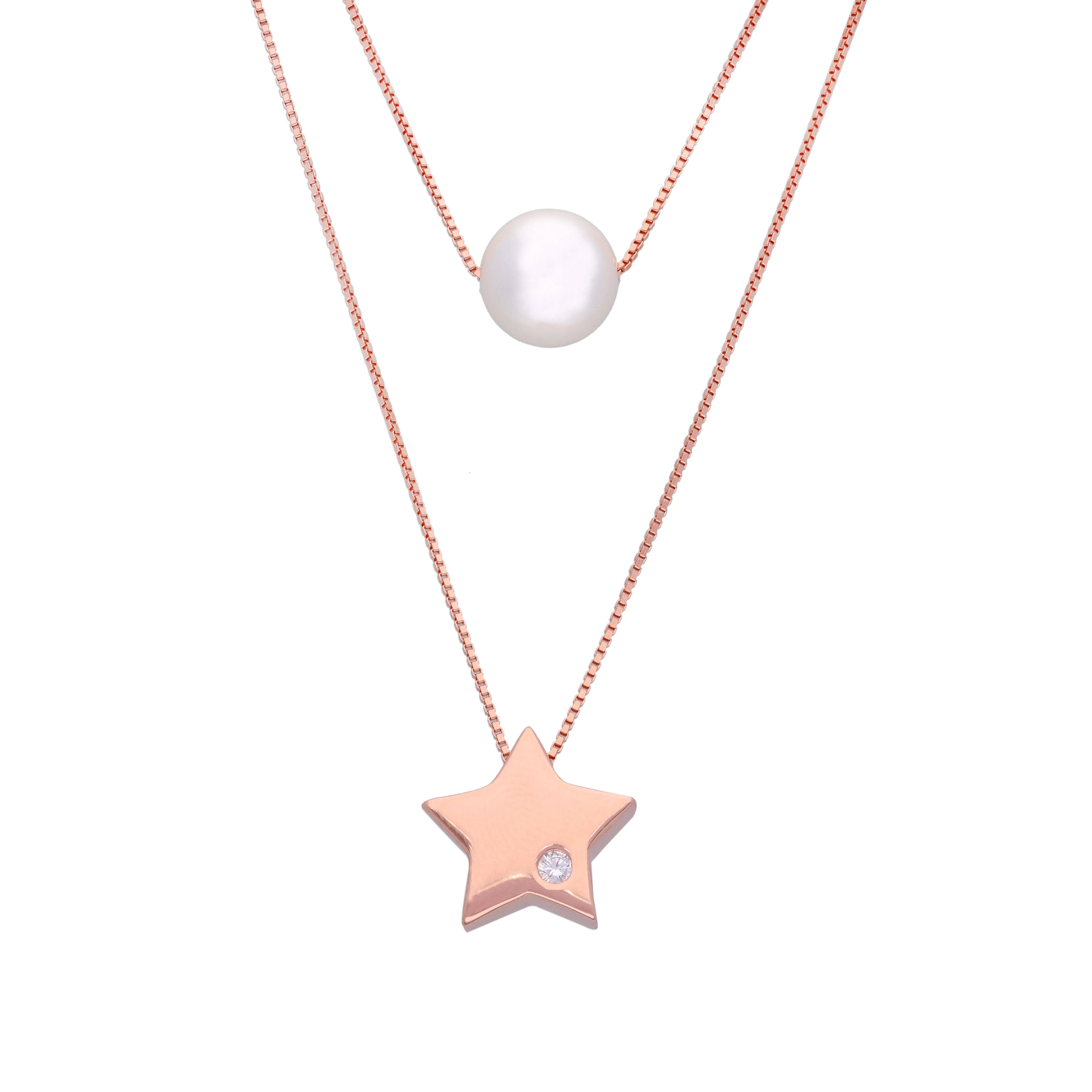 Sterling Stargaze Pearl Silver Chain Necklace - Image 6
