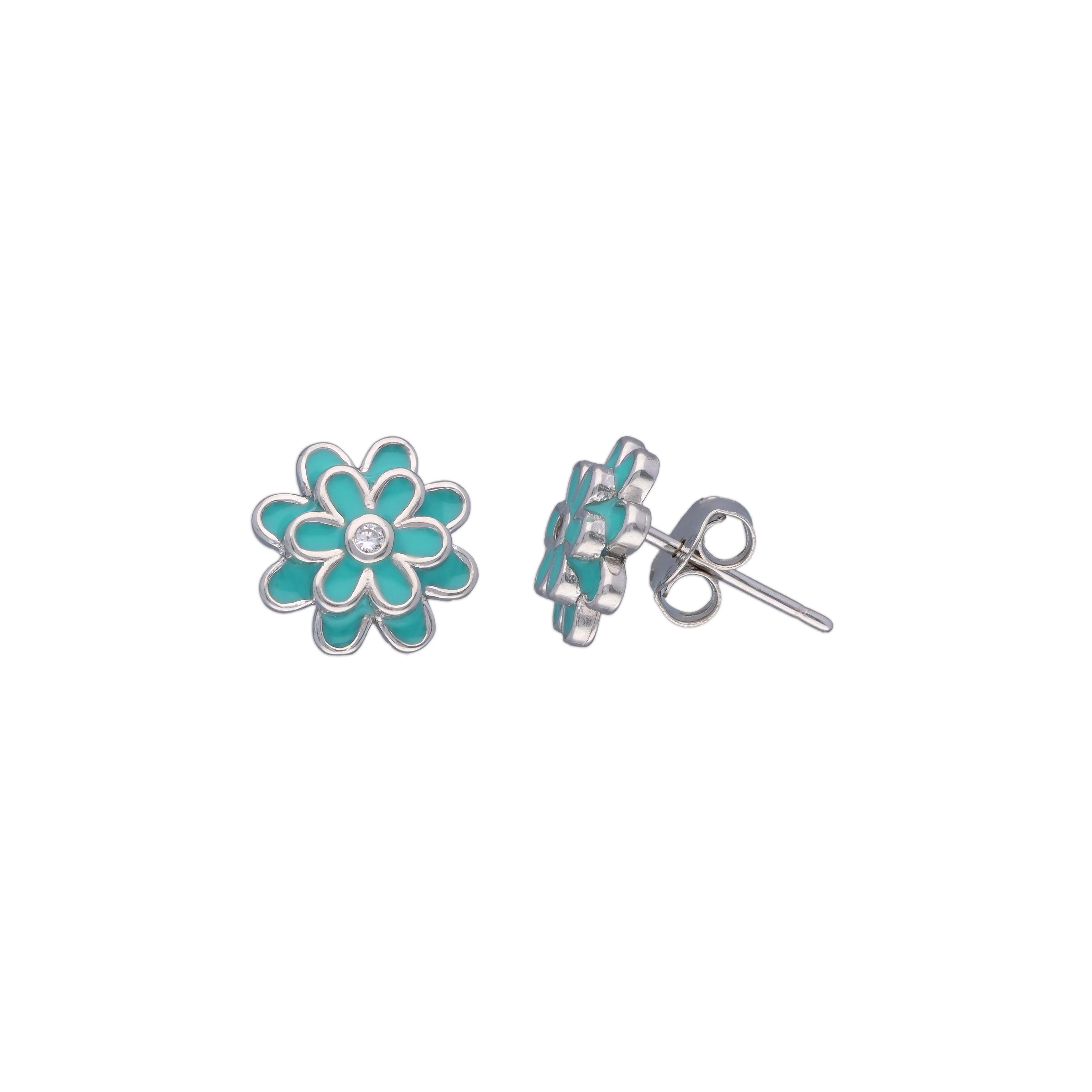 Minimalistic Pink Blooms Silver Earrings - Image 8