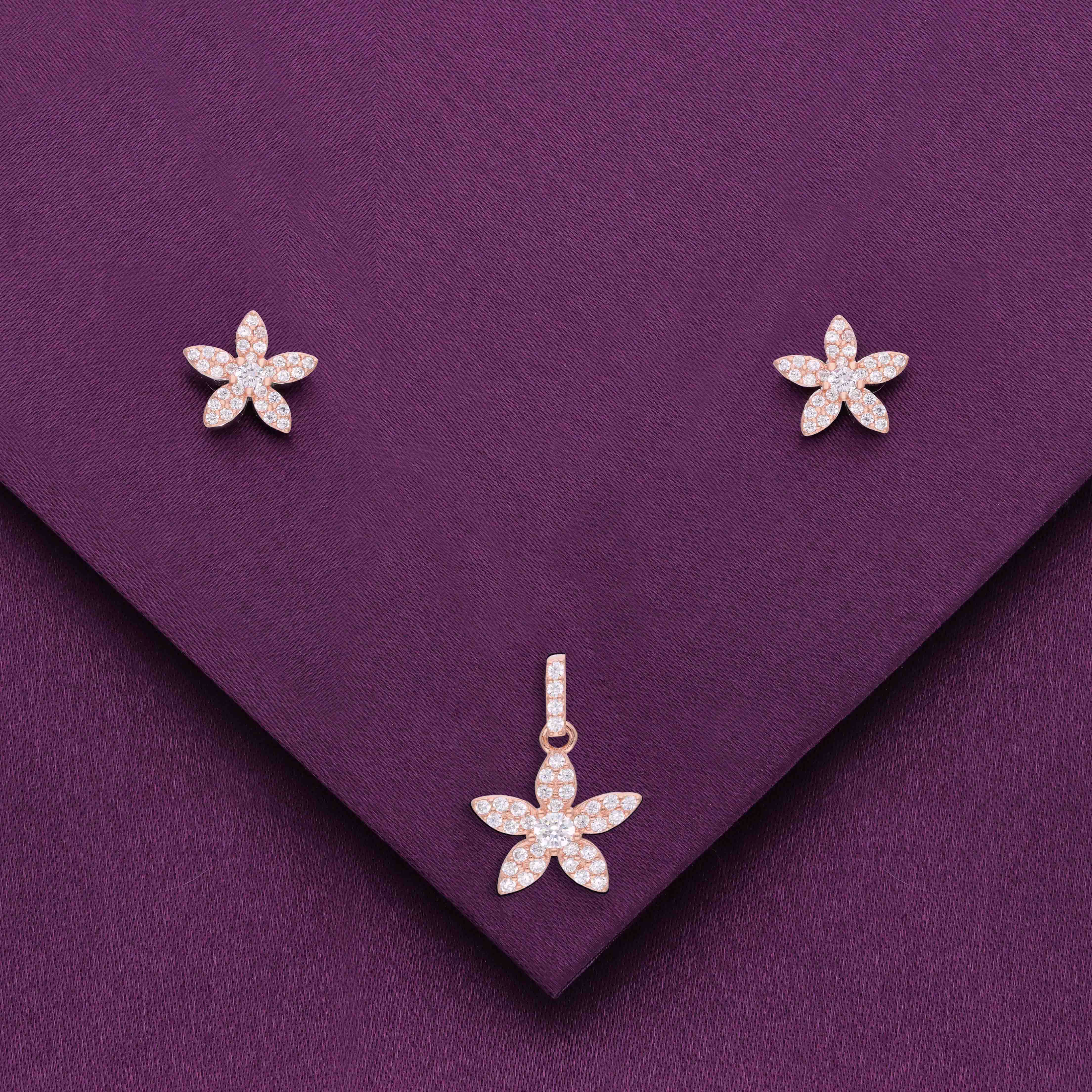 Sterling Floral pendant With Earrings Set - Image 2