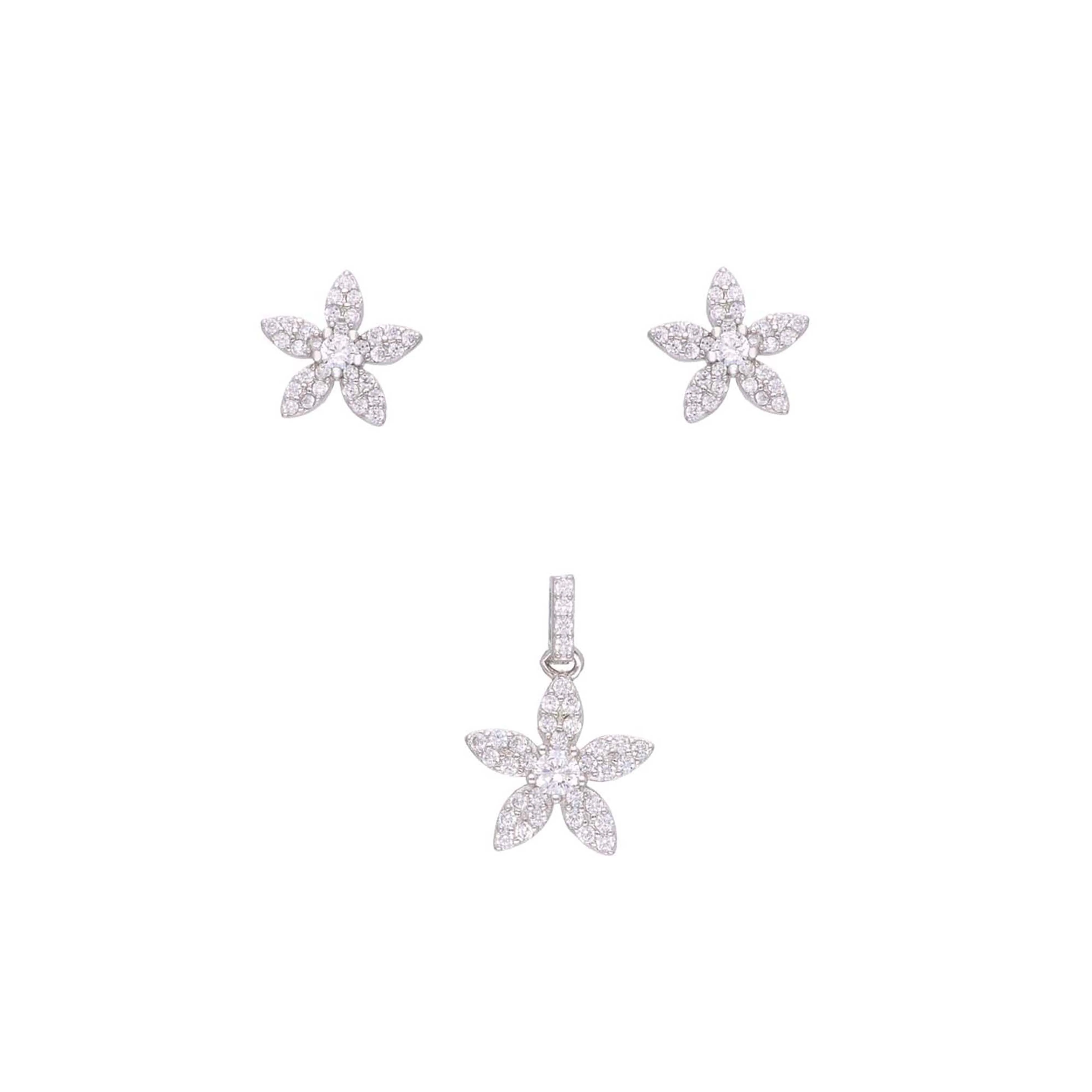 Sterling Floral pendant With Earrings Set - Image 3