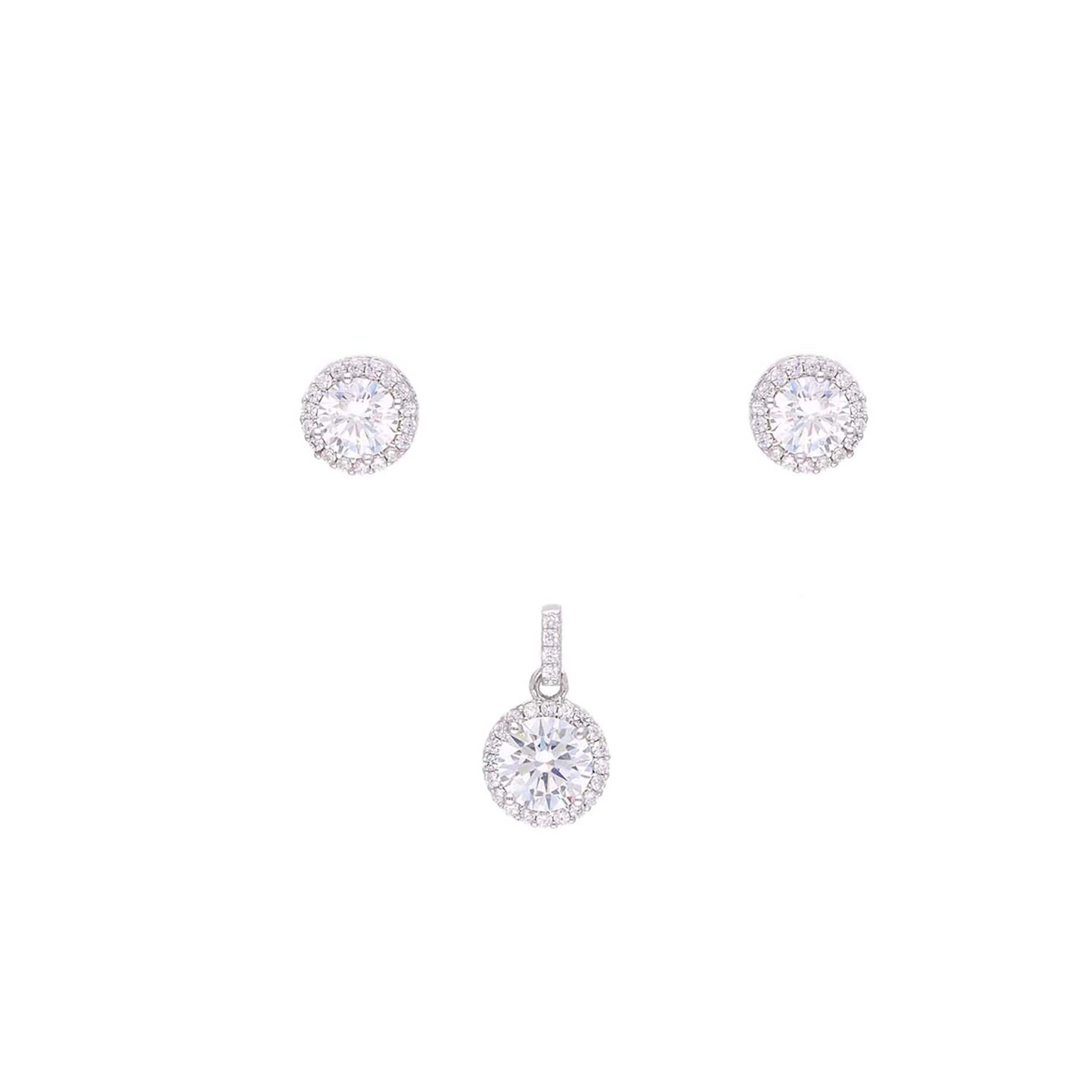 Sterling Classic Solitaire pendant With Earrings Set - Image 3