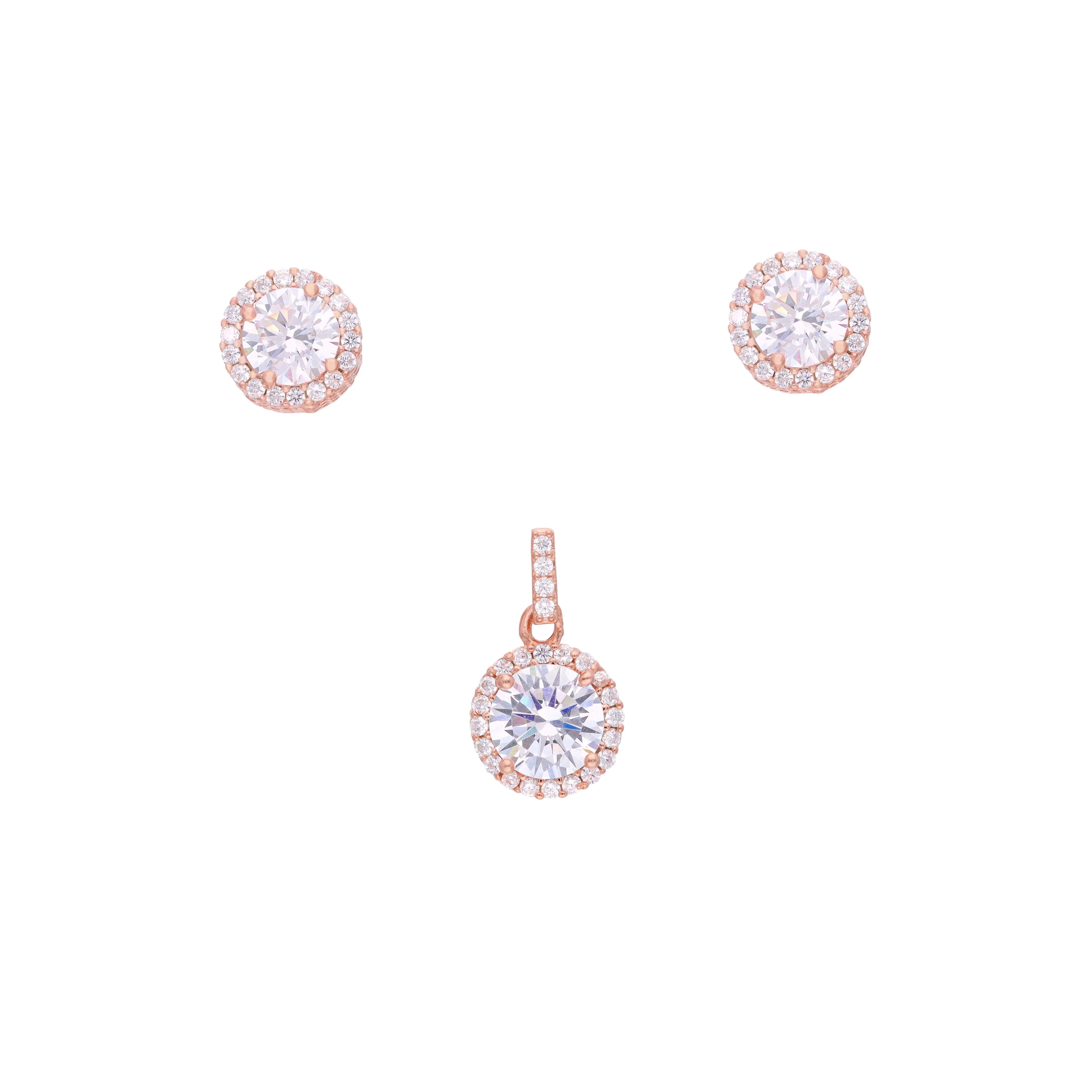 Sterling Classic Solitaire pendant With Earrings Set - Image 4