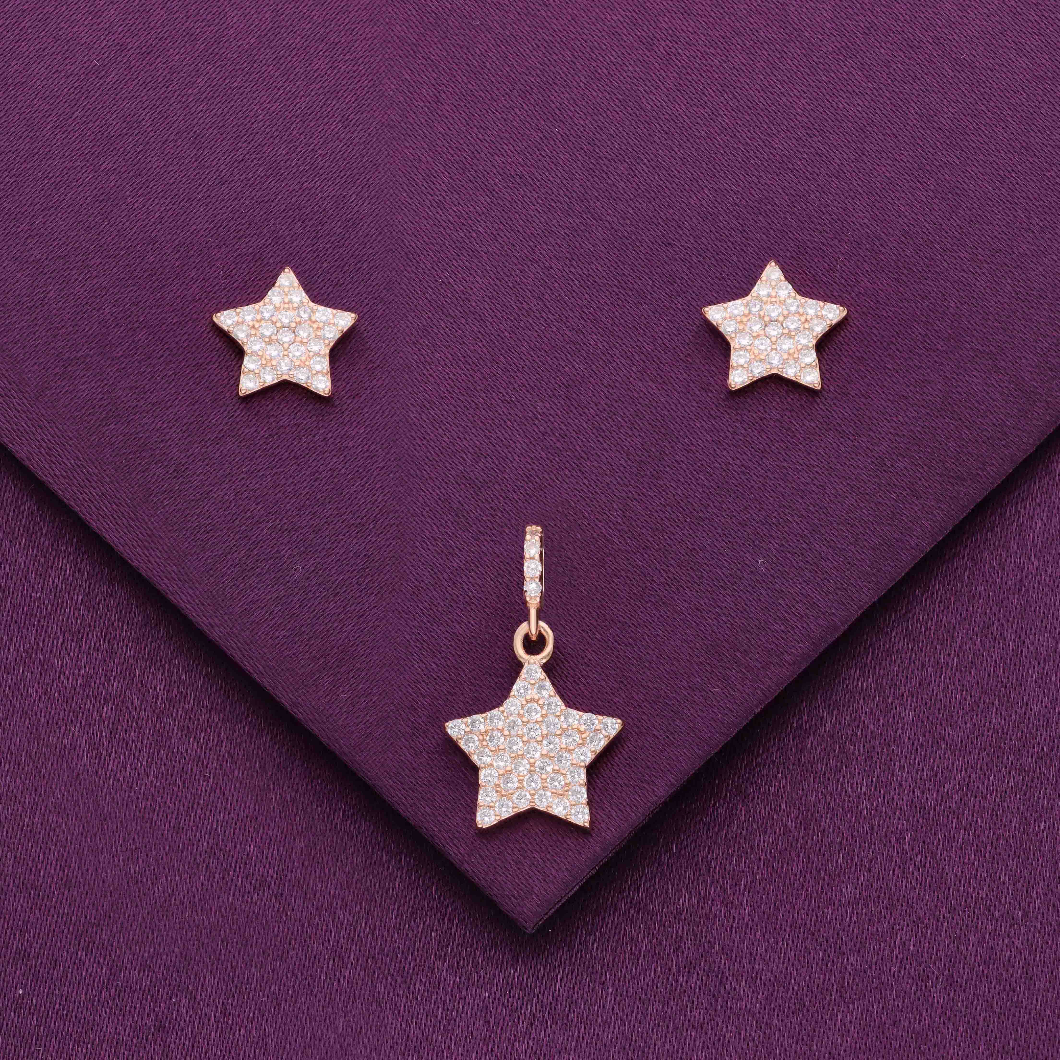 Sterling Zircon Star Pendant & Earring Set - Image 2