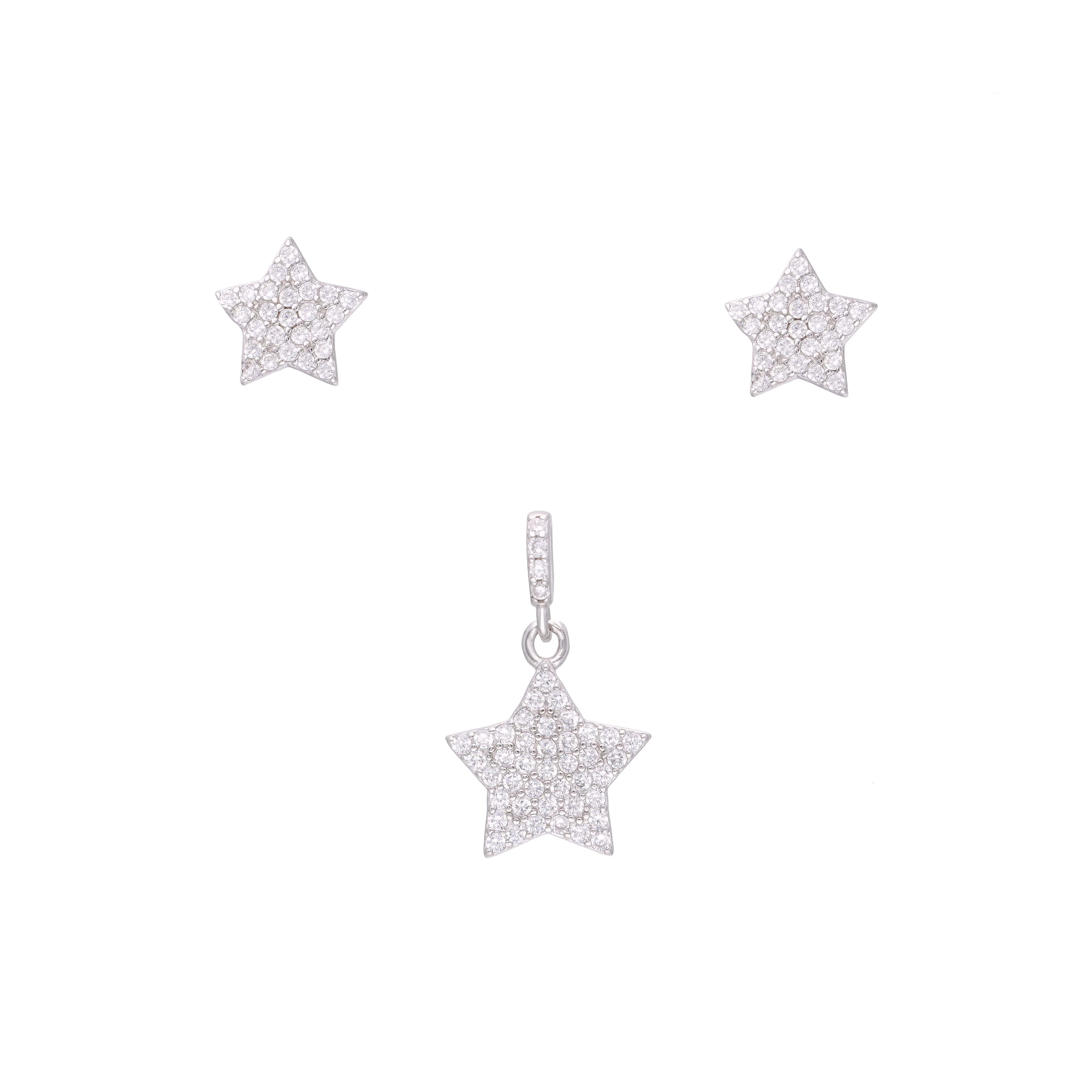 Sterling Zircon Star Pendant & Earring Set - Image 3