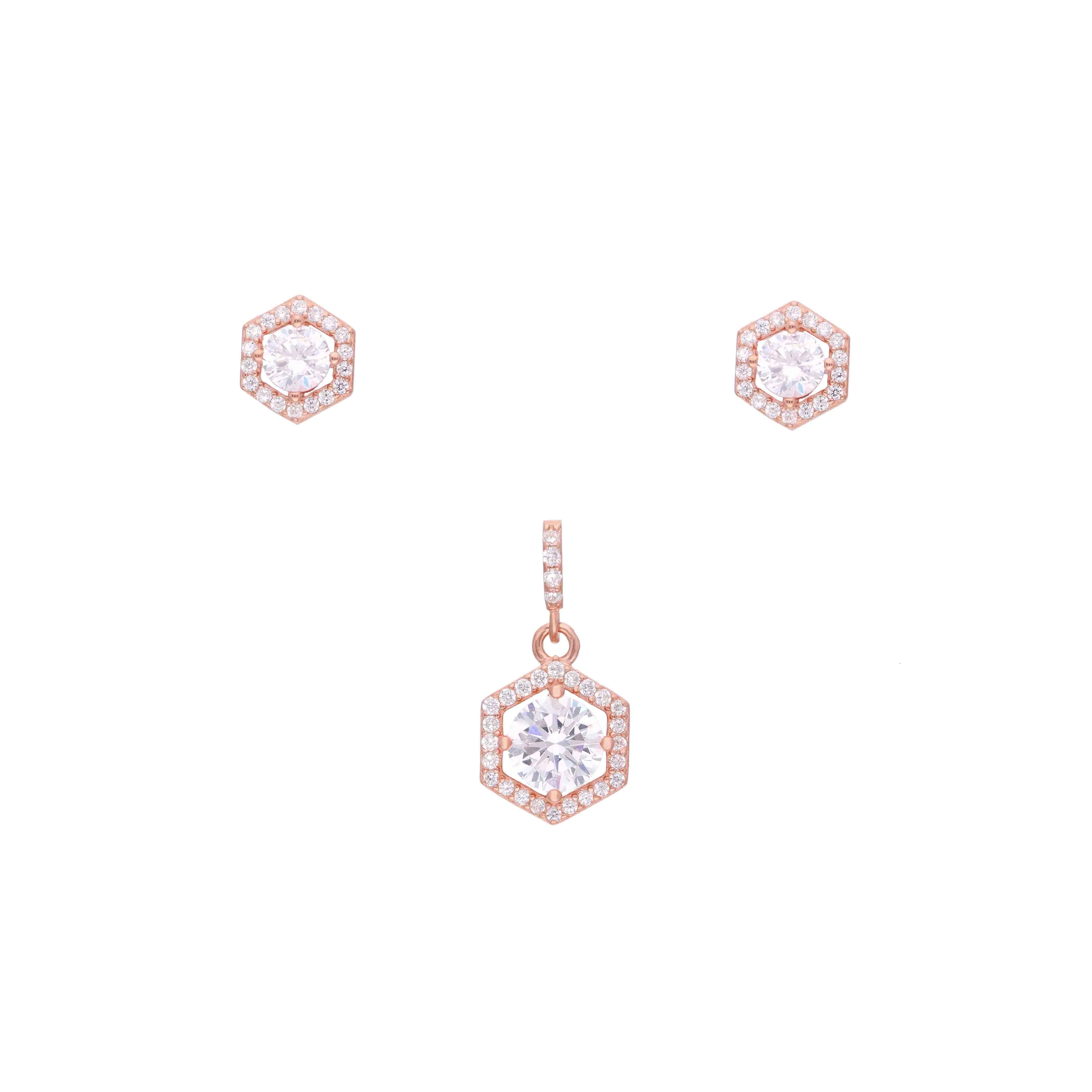 Sterling Classic Solitaire Pendant With Earrings Set - Image 4