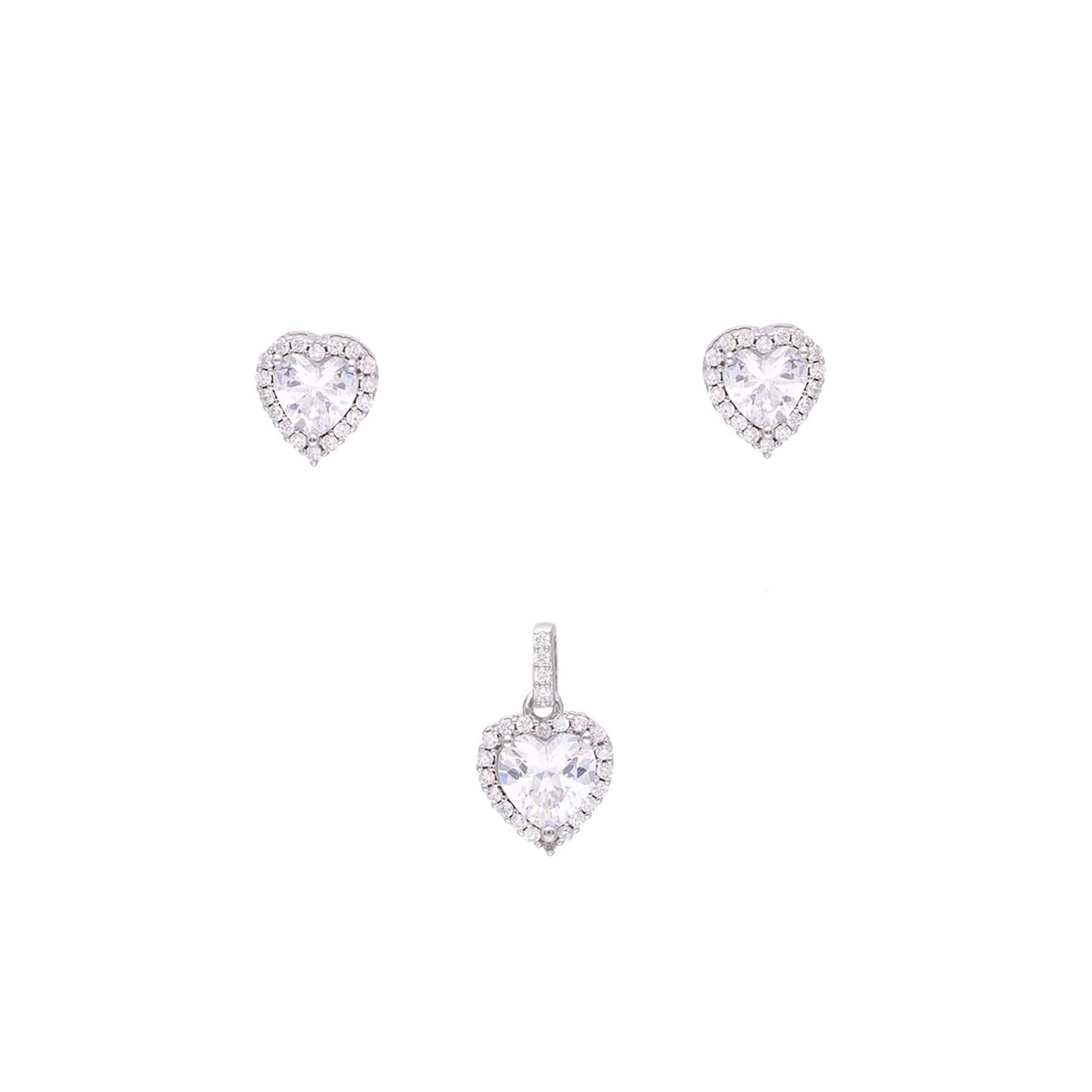 Sterling Silver Heart Solitaire Pendant Set - Image 3