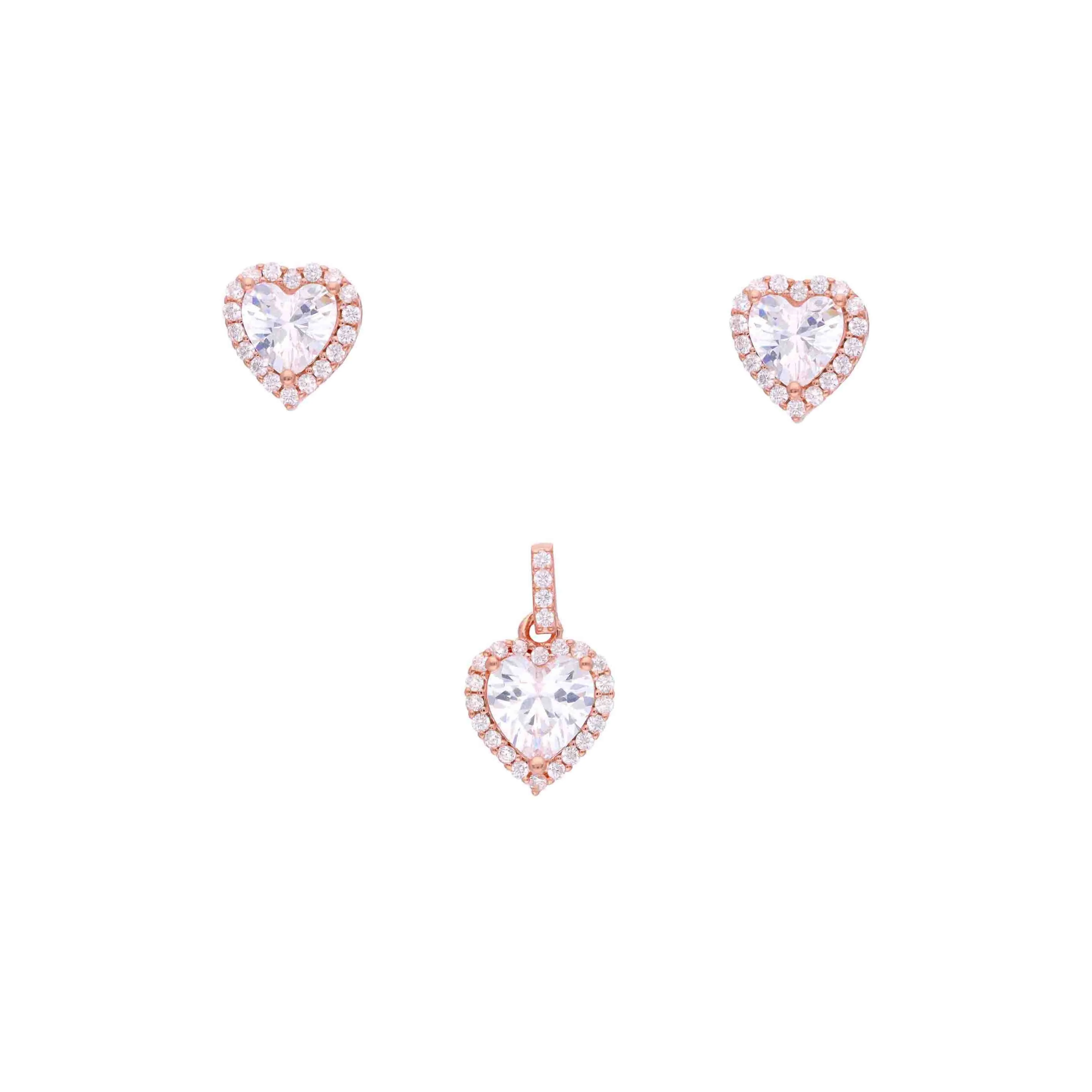 Sterling Silver Heart Solitaire Pendant Set - Image 4