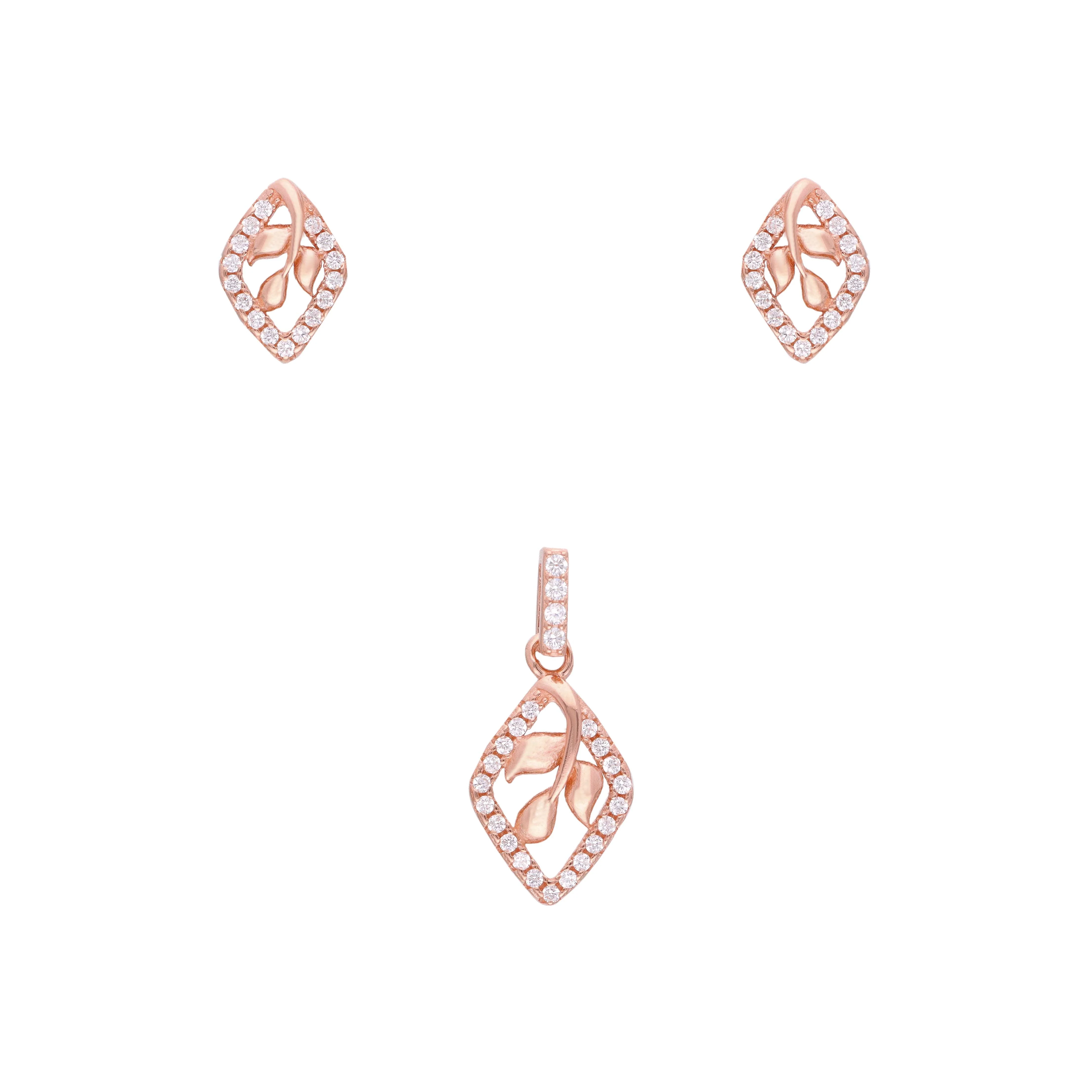 Minimal Rose Pendant & Earring Set - Image 4