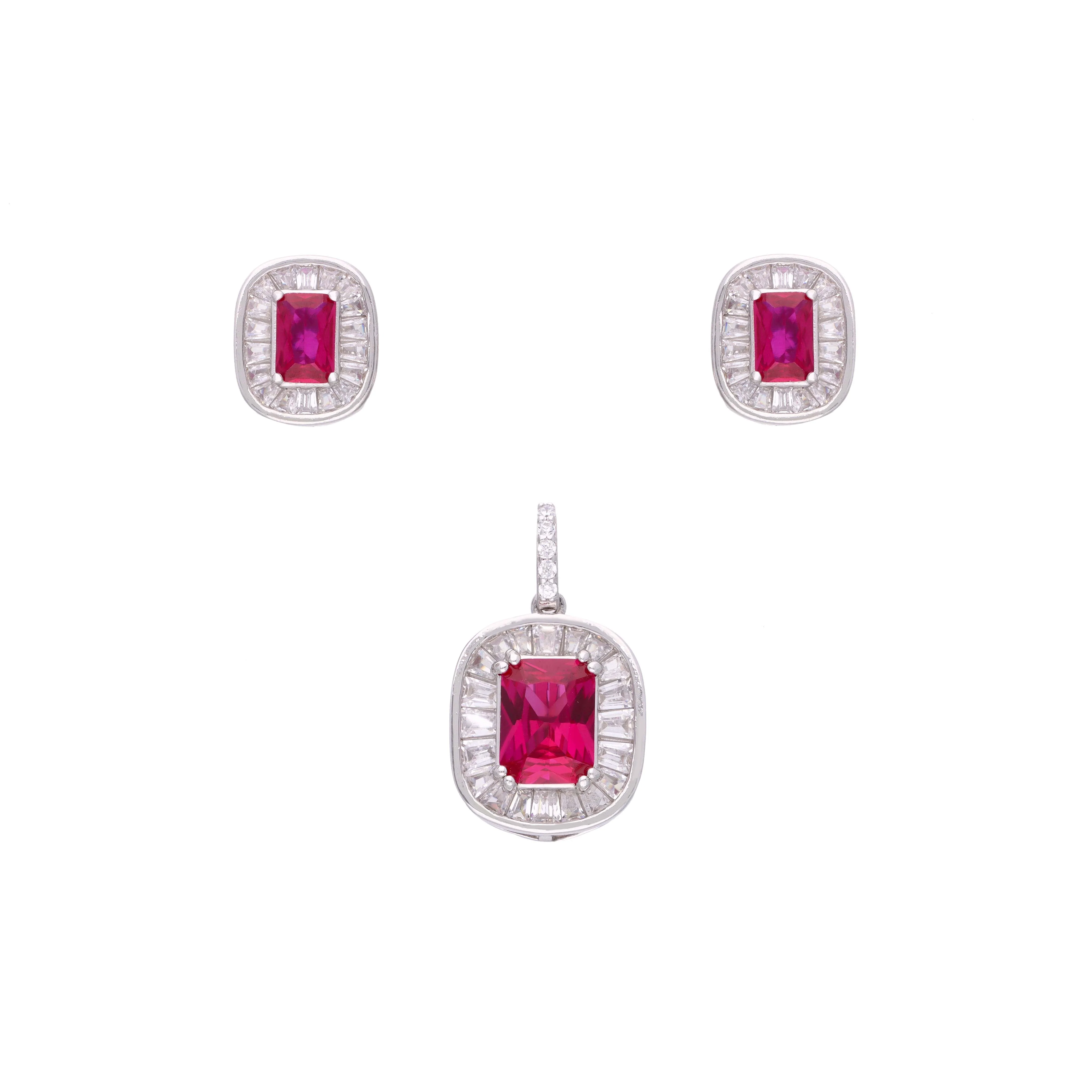 Sterling Rectangular Pendant & Earring Set - Image 3