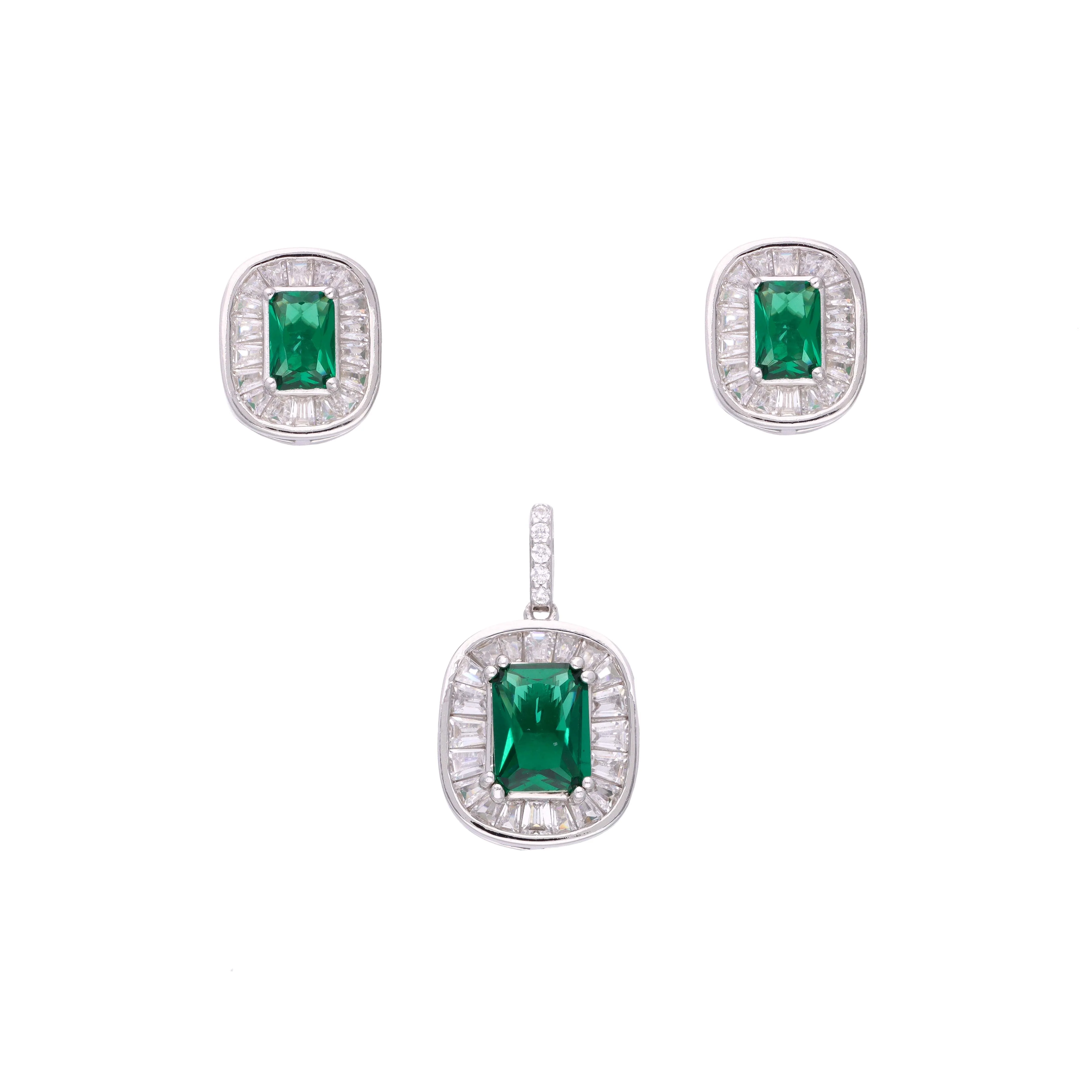 Sterling Rectangular Pendant & Earring Set - Image 4